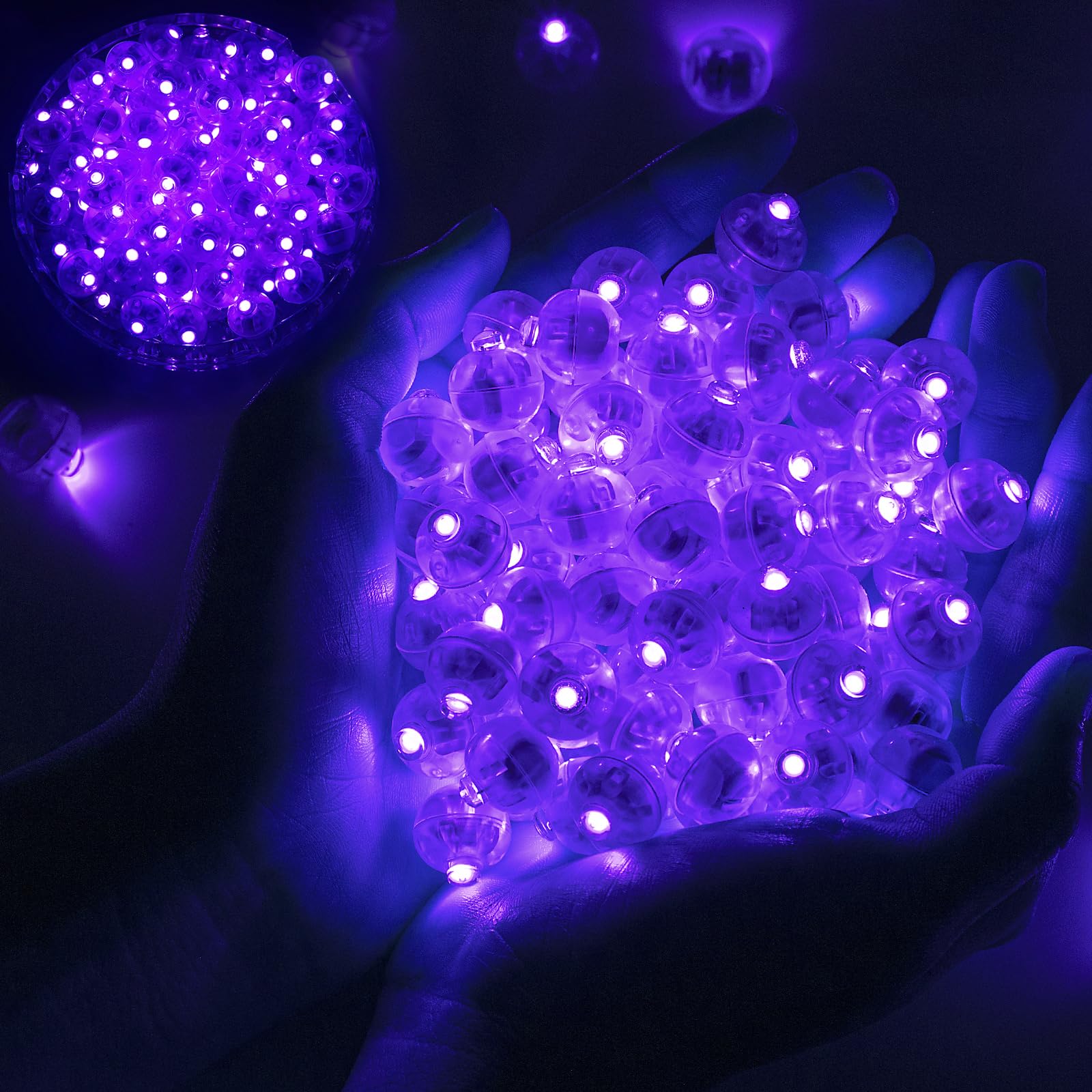 chzk Mini LED Balloon Lights, Multicolor, Long Standby Time, 100 PCS, Purple, Model A01-Mini