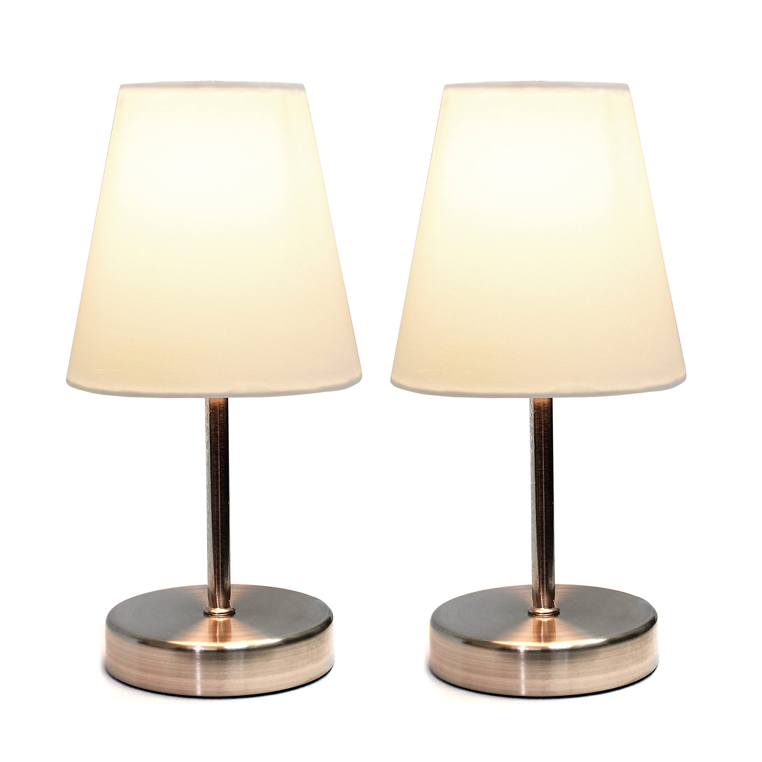 Simple Designs Mini Table Lamp Set, 2 Count, Metal, White, Model LT2013-WHT-2PK