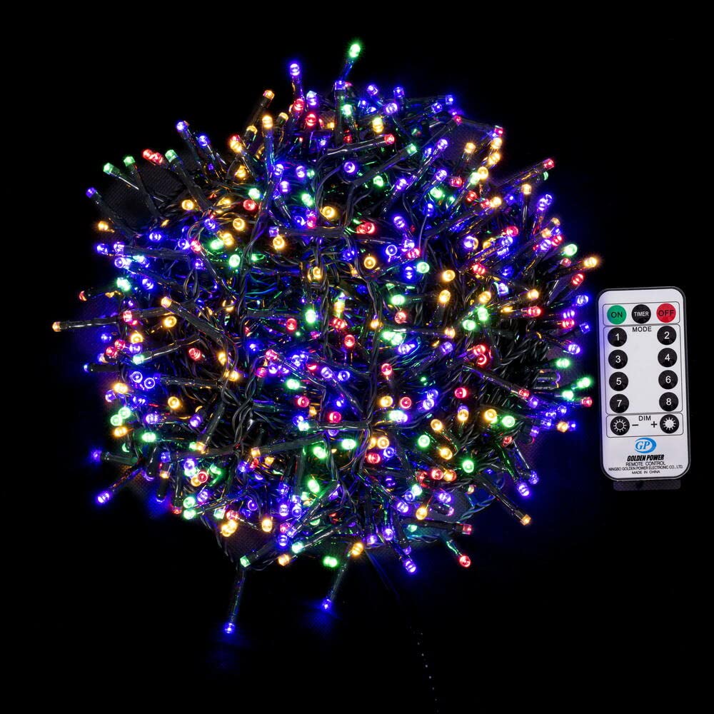 Vickerman 1000 Light Multicolor LED Christmas Light Set - Indoor/Outdoor - Remote Control, Timer, Dimmer - Model X22G100