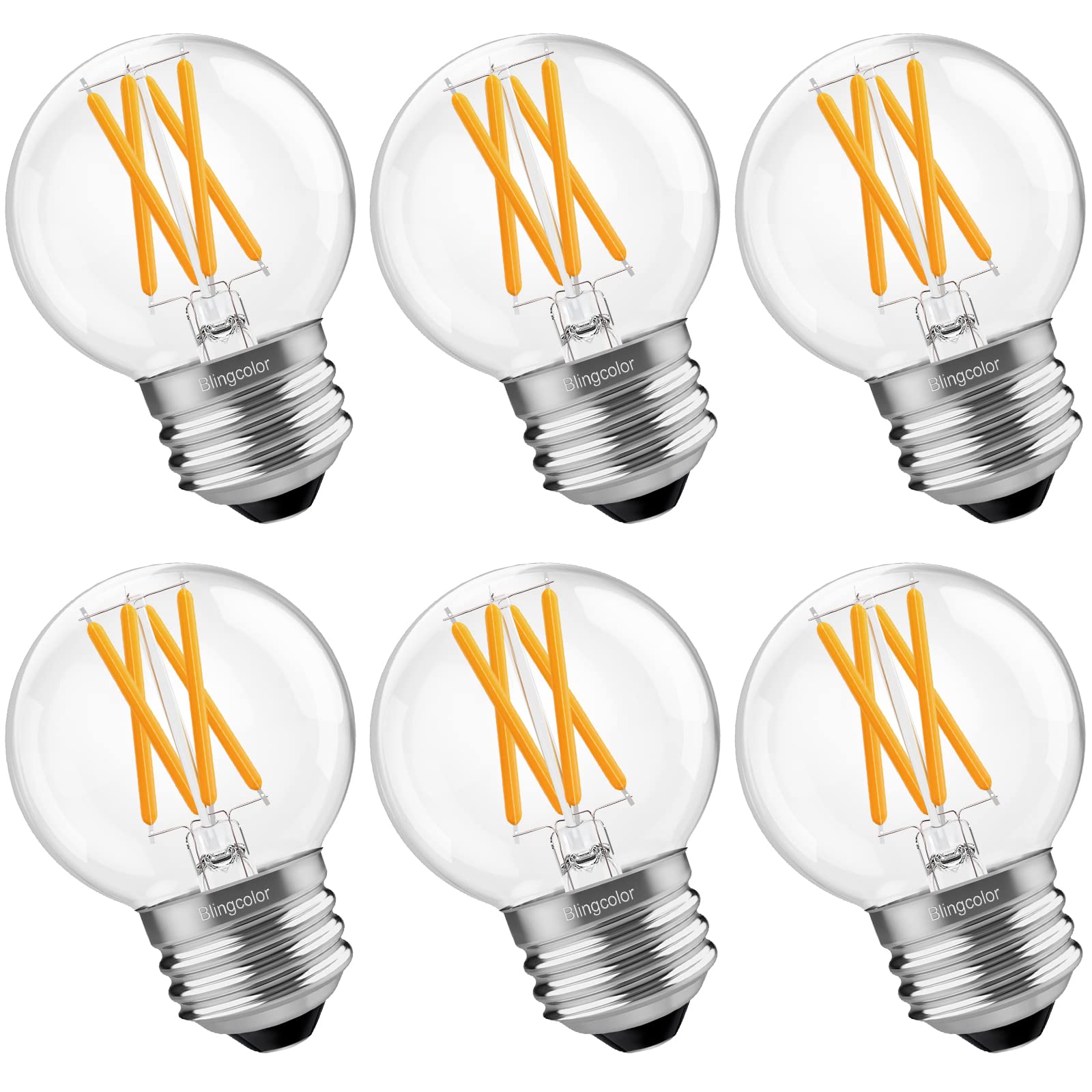 E26 Led Bulb 60 Watt Equivalent, 6W Dimmable E26 Led Edison Bulb,G16.5 Led Globe Light Bulb,Warm White 2700K, Ac120V,600Lm, 6Pack G16.5 Light Bulbs Led 60 Watt For Chandeliers,Vanity,Wall Sconces