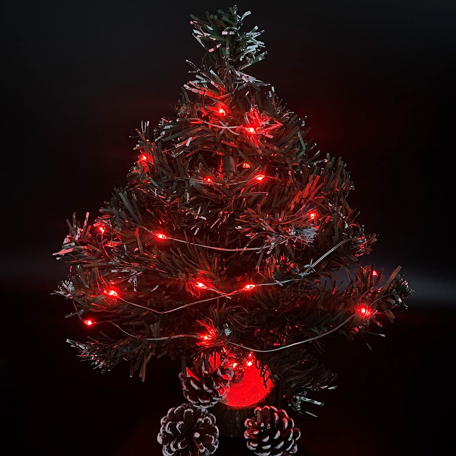Everfit Lighting 2 Pack Battery Operated Mini LED Fairy Lights, 50 Count, 18 Feet Silver Wire, Red, Timer 6 Hours On/18 Hours Off