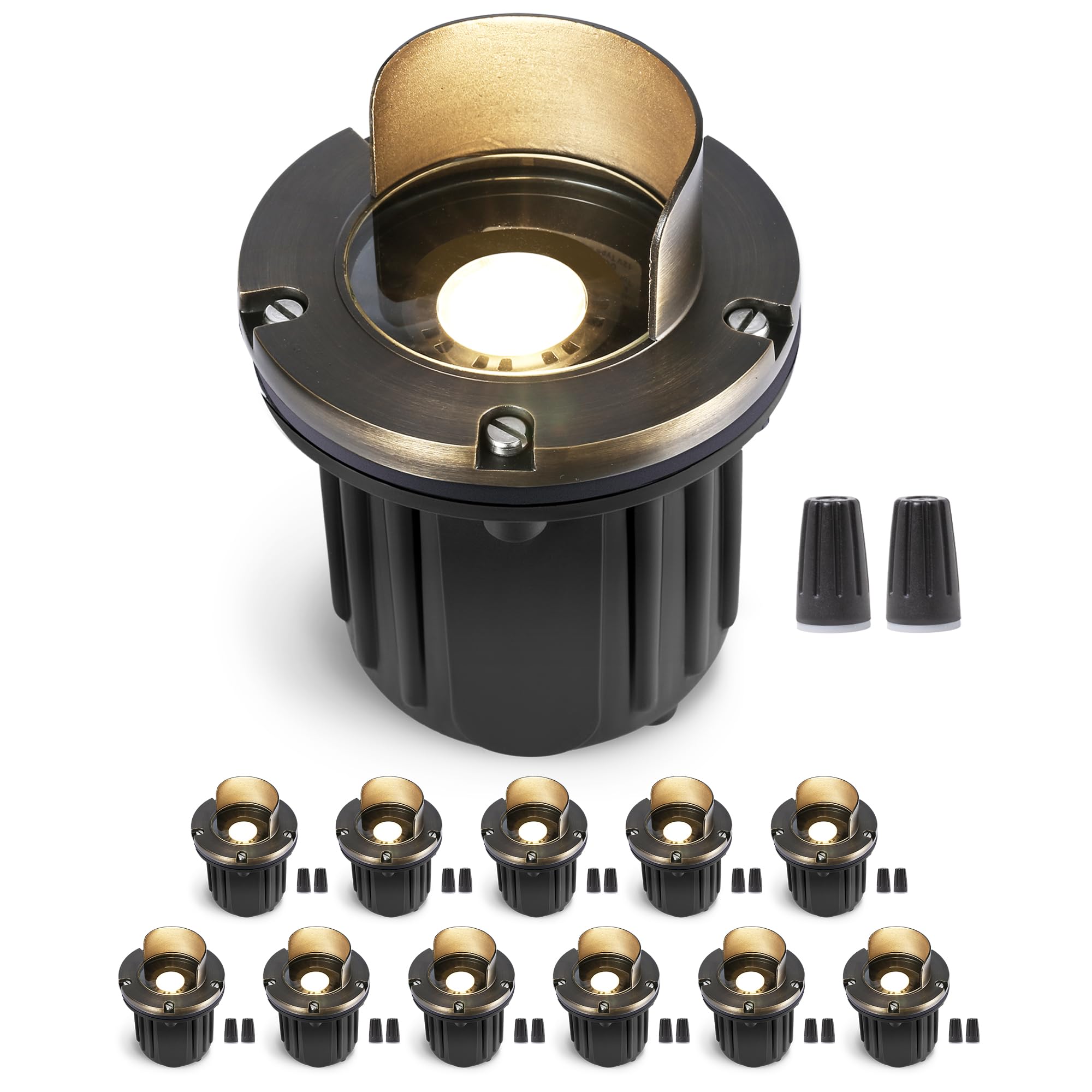 Gardenreet Landscape Well Lights Brass - Electric Hardwired Ip65 Low Voltage In Ground Lighting, LED 12V Waterproof Directional 