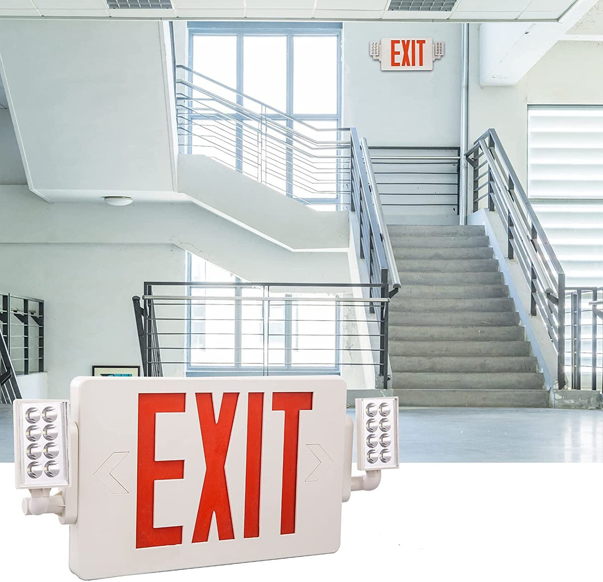 Dc Exit EXITLUX 6 Packs Led Red Exit Signwith Emergency Light Combo with ...