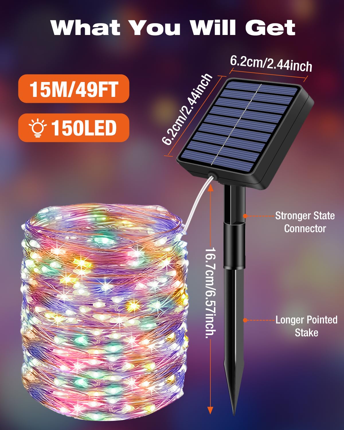 Bitjam 3 Pack Solar Fairy Lights For Outside Waterproof  49Ft/15M 150Led Solar String Lights Outdoor 8 Modes Solar Twinkle Lights For Garden Yard Christmas Tree Wedding Party Decor  Multicolor