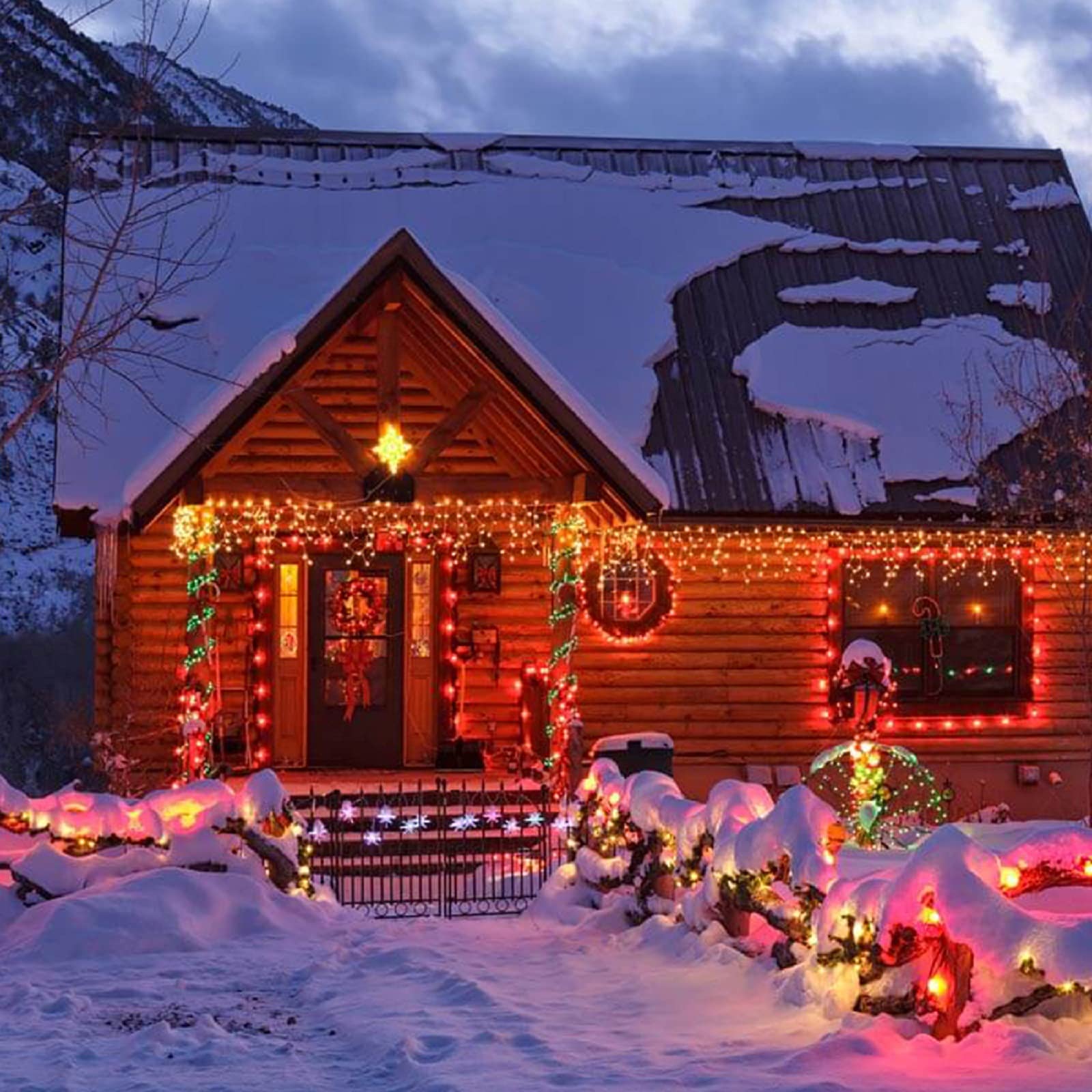 Brizled 100 LED Christmas Lights, Connectable 33ft Multicolor Indoor Outdoor Holiday Decorations, Model HHGDHLLF001