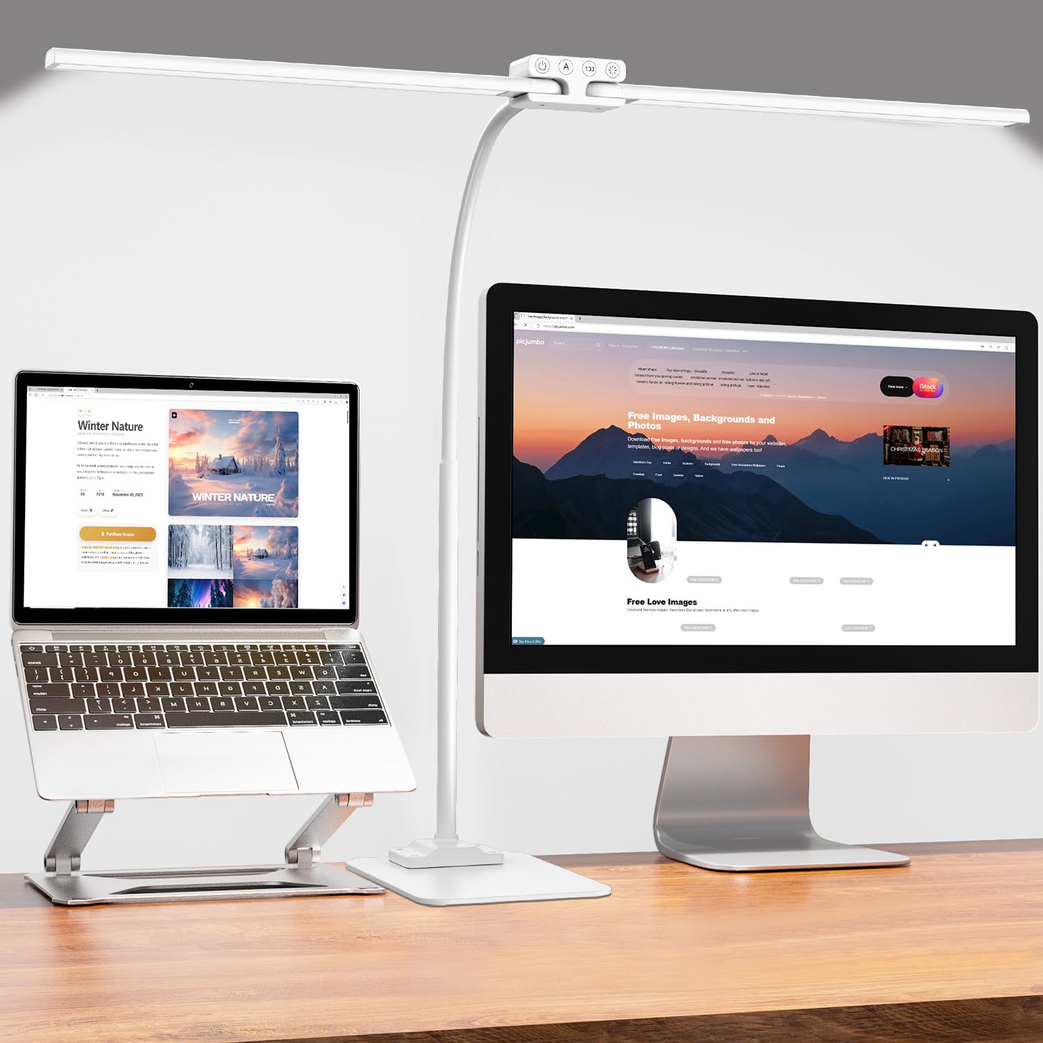 EppieBasic LED Desk Lamp, 12W Dimmable, 6 Color Modes, Modern Aluminum Table Lamp, White