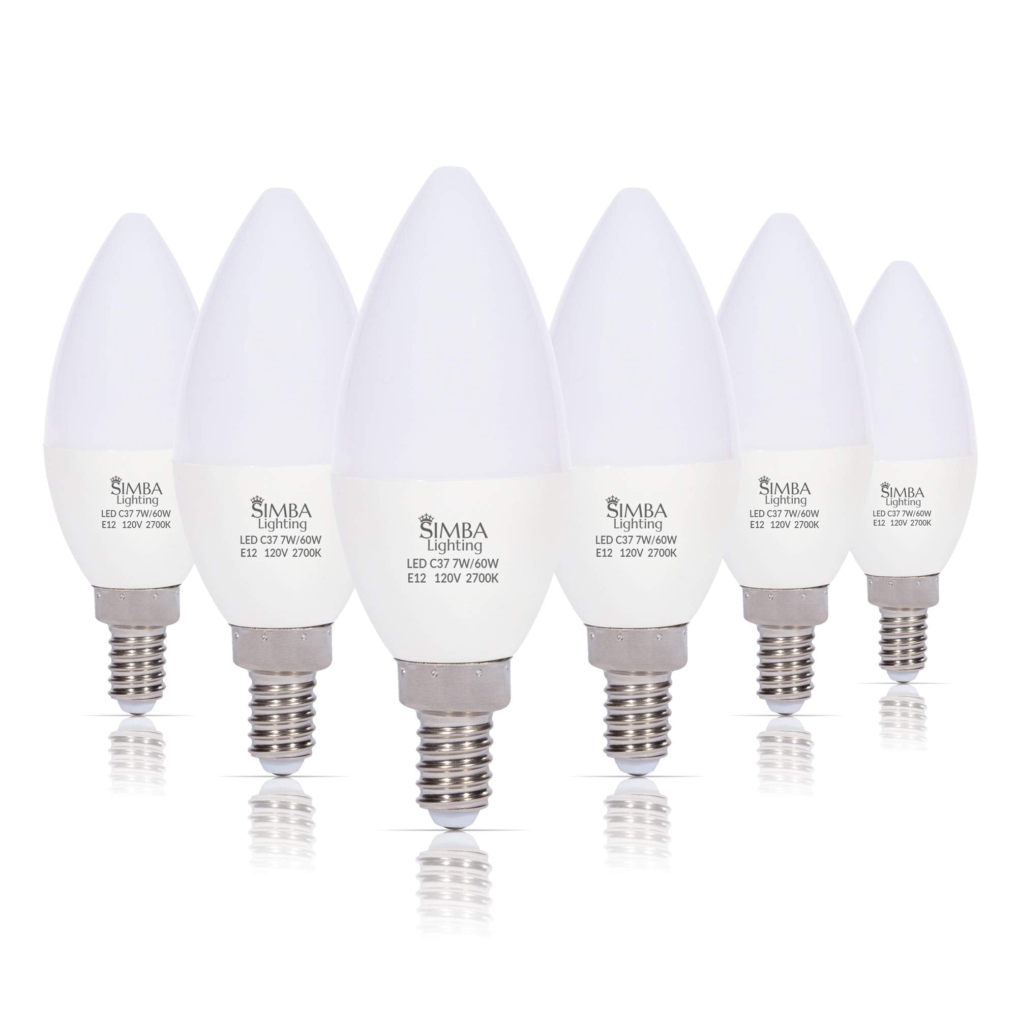 Simba Lighting LED Candelabra Bulbs B11 E12 Base 7W 60W Replacement 6 Pack Warm White 2700K