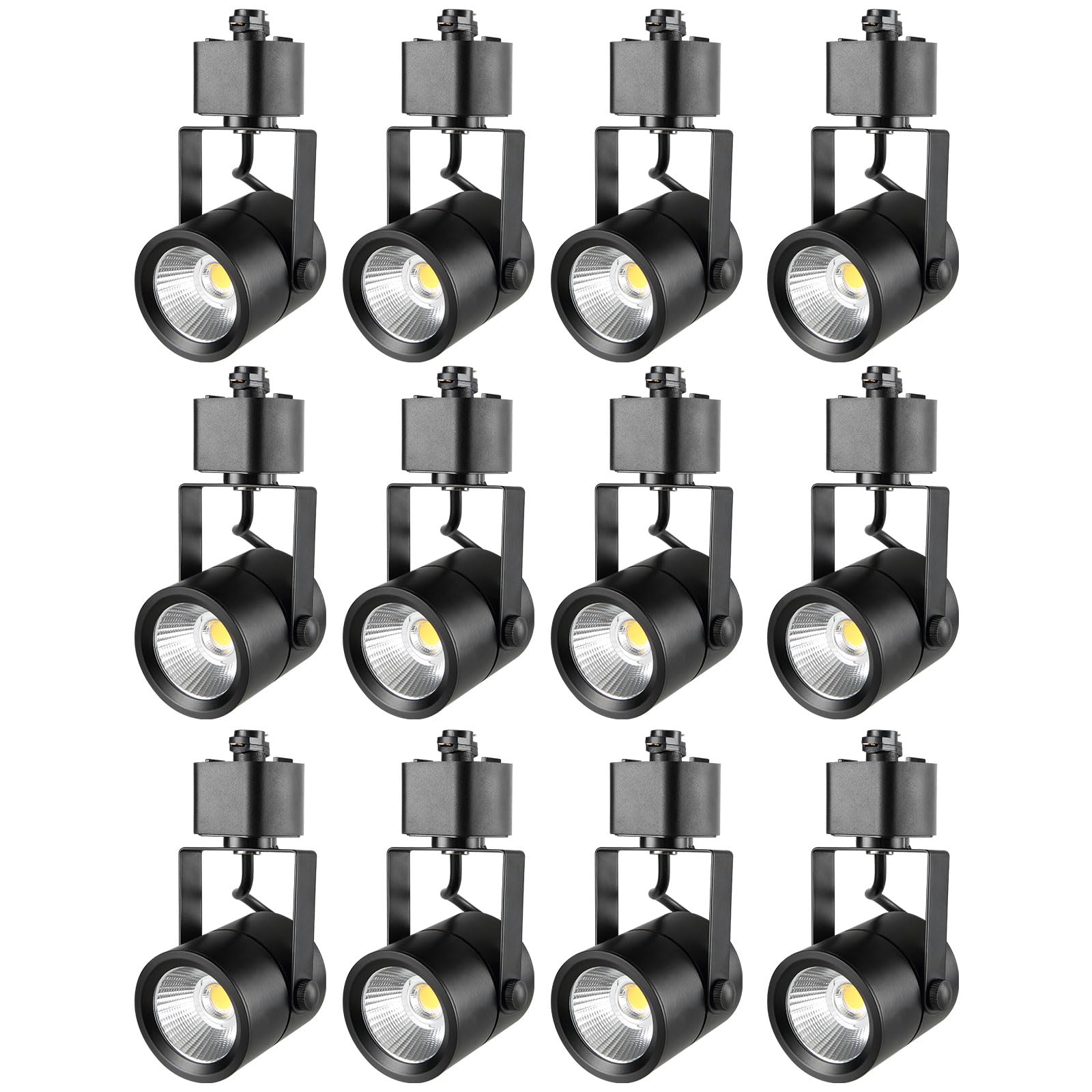 VEVOR LED Track Lighting Heads, 6.5W 3000K 470lm Warm White, Dimmable H Type Track Light Head, CRI85+ True Color Rendering Adjustable Tilt Angle Track Lighting Fixture for Accent Retail, 12 Pack Black