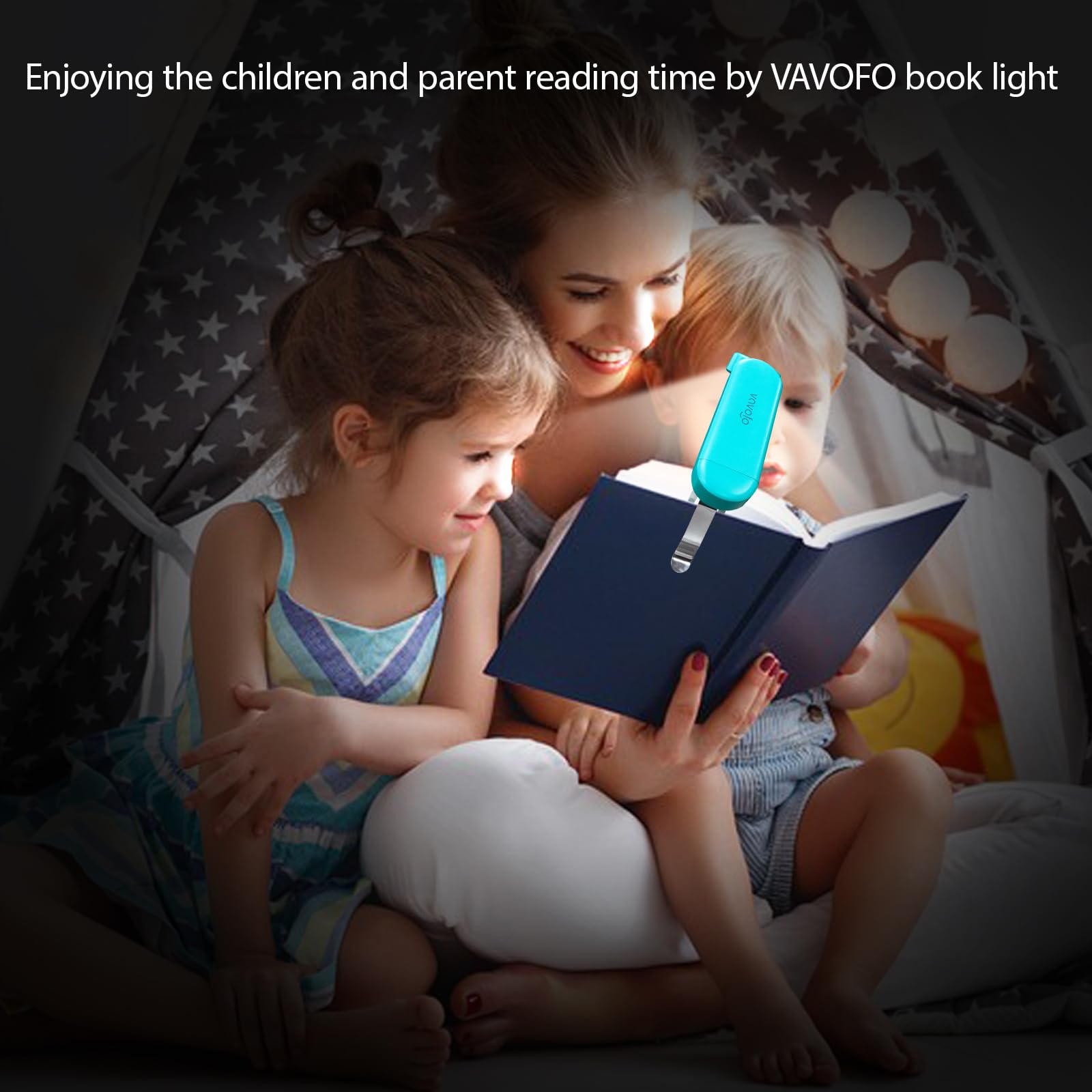 VAVOFO USB Rechargeable Book Light, Amber Clip-On, 6 LEDs, Blue Light Blocking, Model KM-6776, Eye Care for Reading in Bed