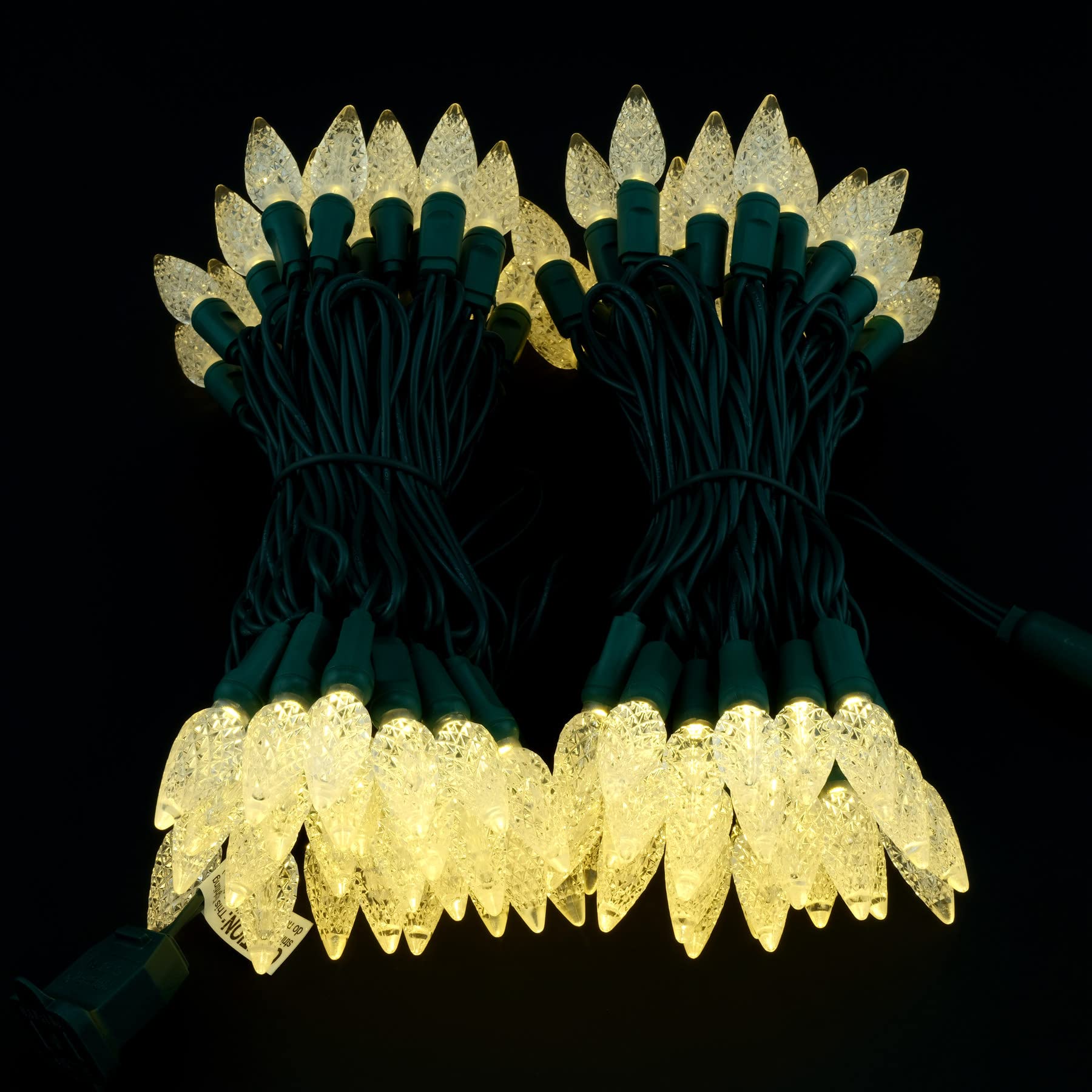 Yuletime Warm White C6 Strawberry Led Christmas Lights, 33 Ft 100 Count 4'' Spacing One-Piece High Waterproof Ul Certified Strin