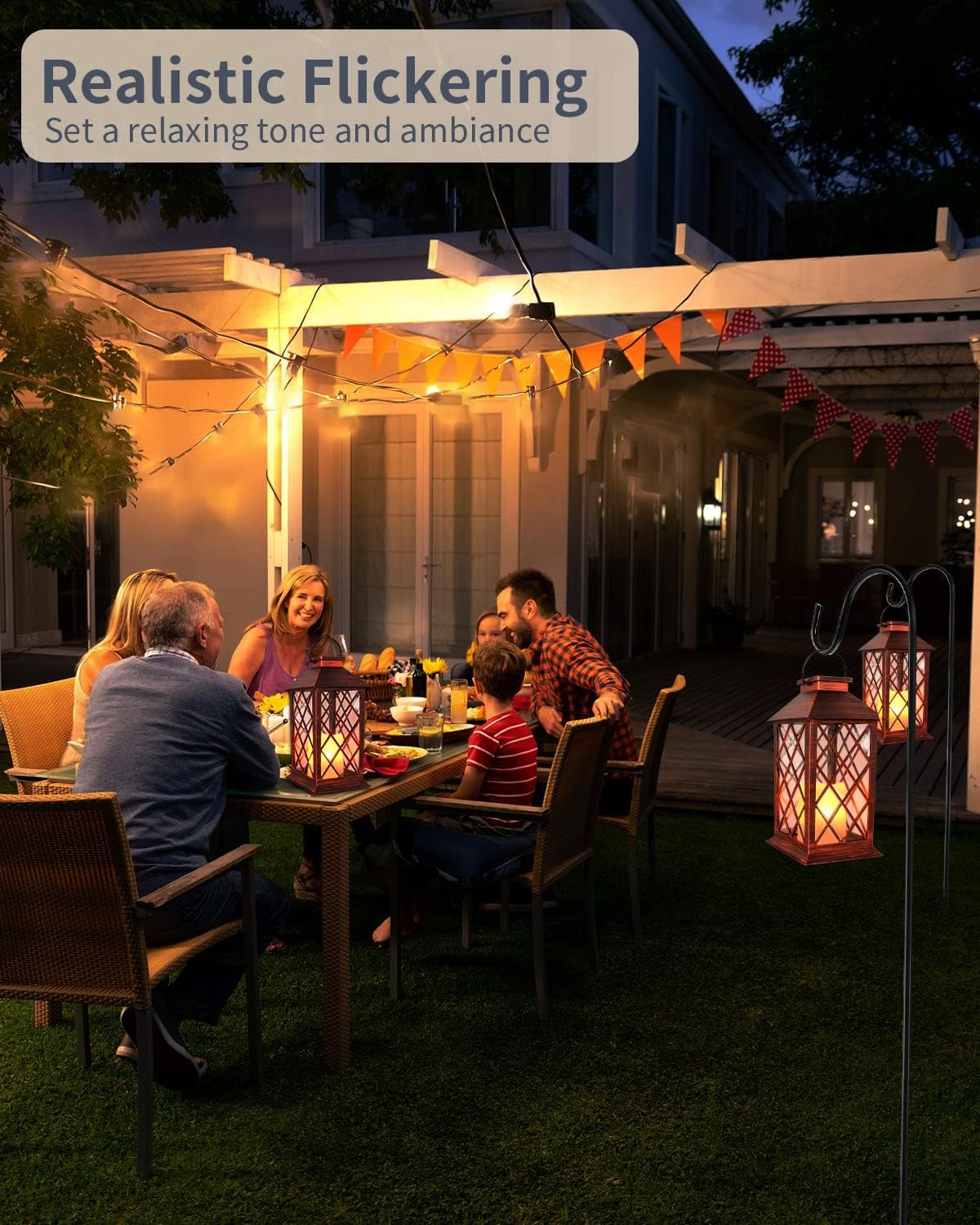 Shymery Solar Lanterns - Waterproof Hanging Outdoor Lanterns With Led Flameless Candles, 2 Pack
