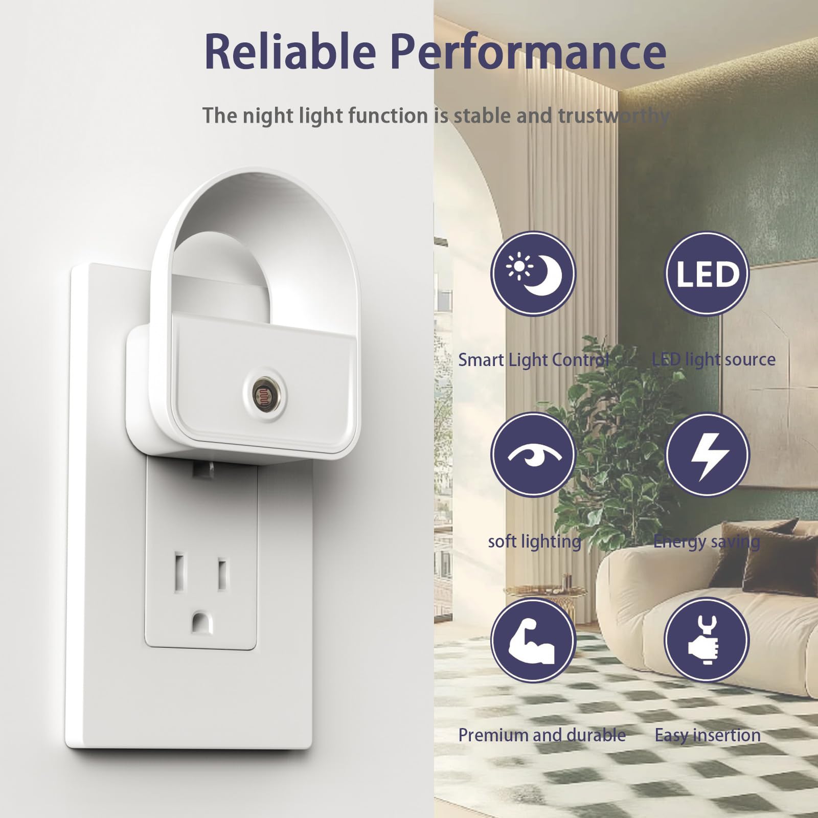 YRWXZYO 6 Pack Night Light Plug in, LED Nightlights with Smart Dusk to Dawn Nightlight, Plug into Wall Nightlights Suitable for