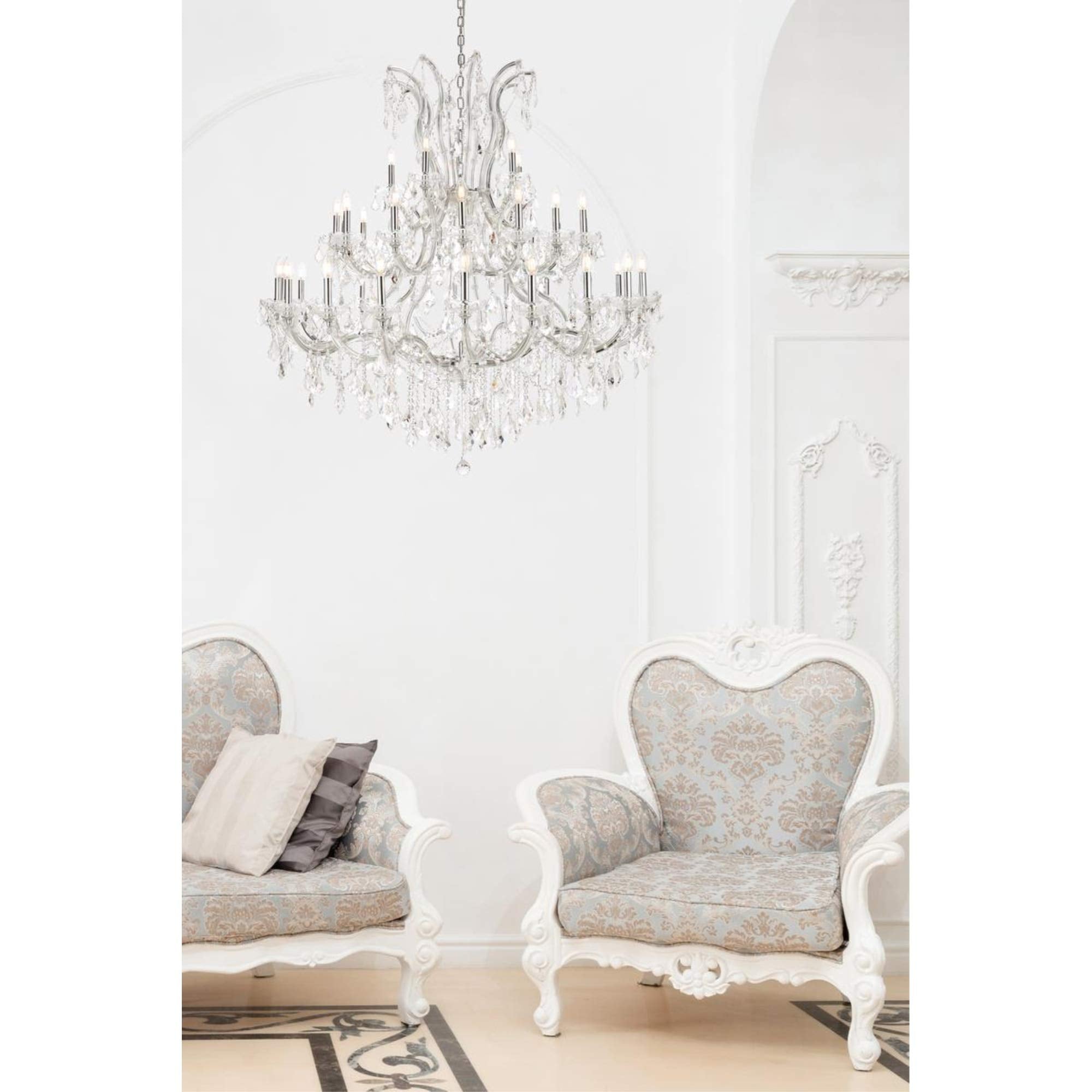 Elegant Lighting Royal Cut Crystal Chandelier 52in Chrome Model 2800G52C/RC
