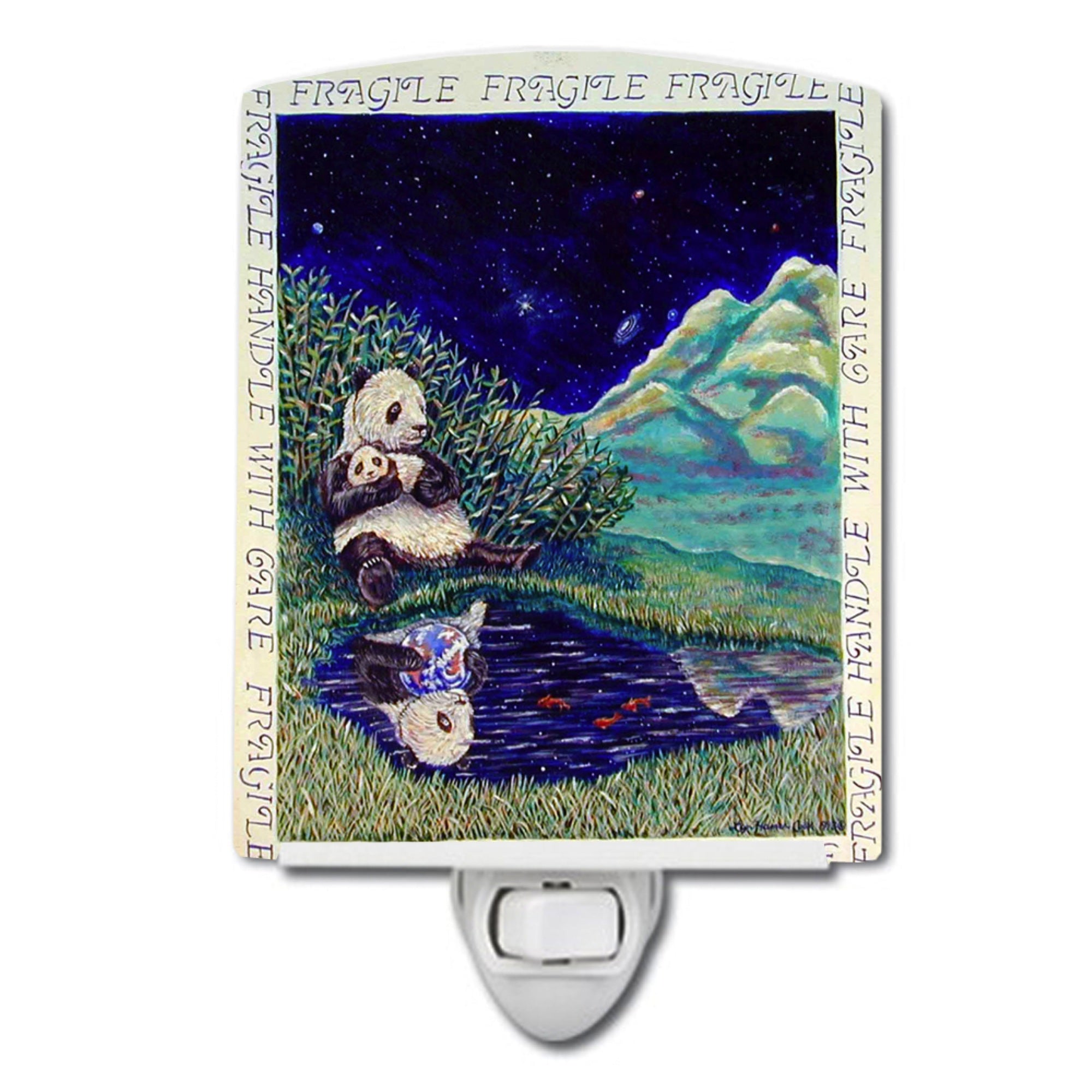  inchCarolines Treasures Panda Bear with Baby Ceramic Night Light, 6x4, Multicolor inch
