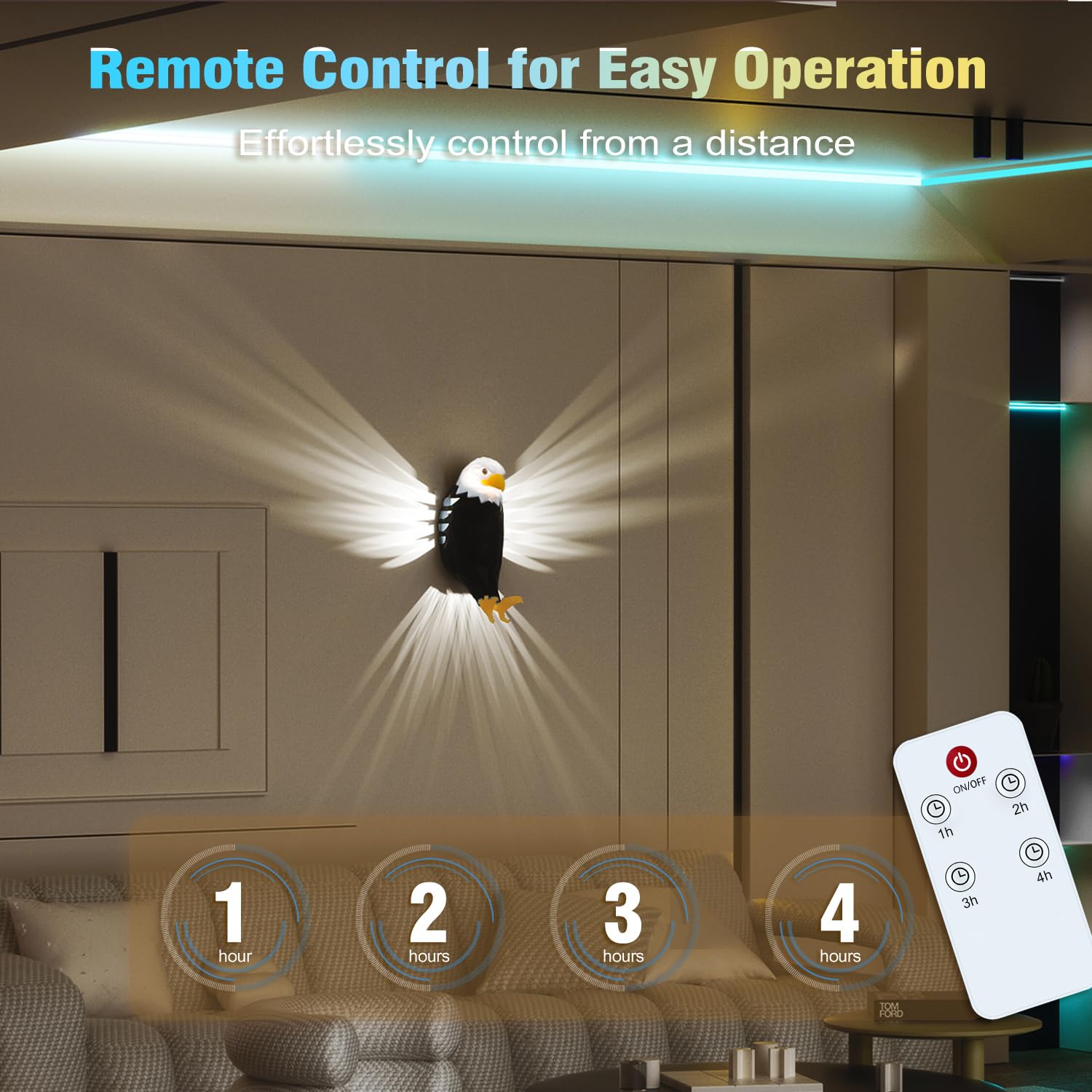 Chamese Bald Eagle Wall Light, American Eagle Night Light With Remote Control, Magnetic Wall Mounted Eagle Lamp For Bedroom, Living Room, Hallway, Battery Operated And Removable Charging Eagle Light