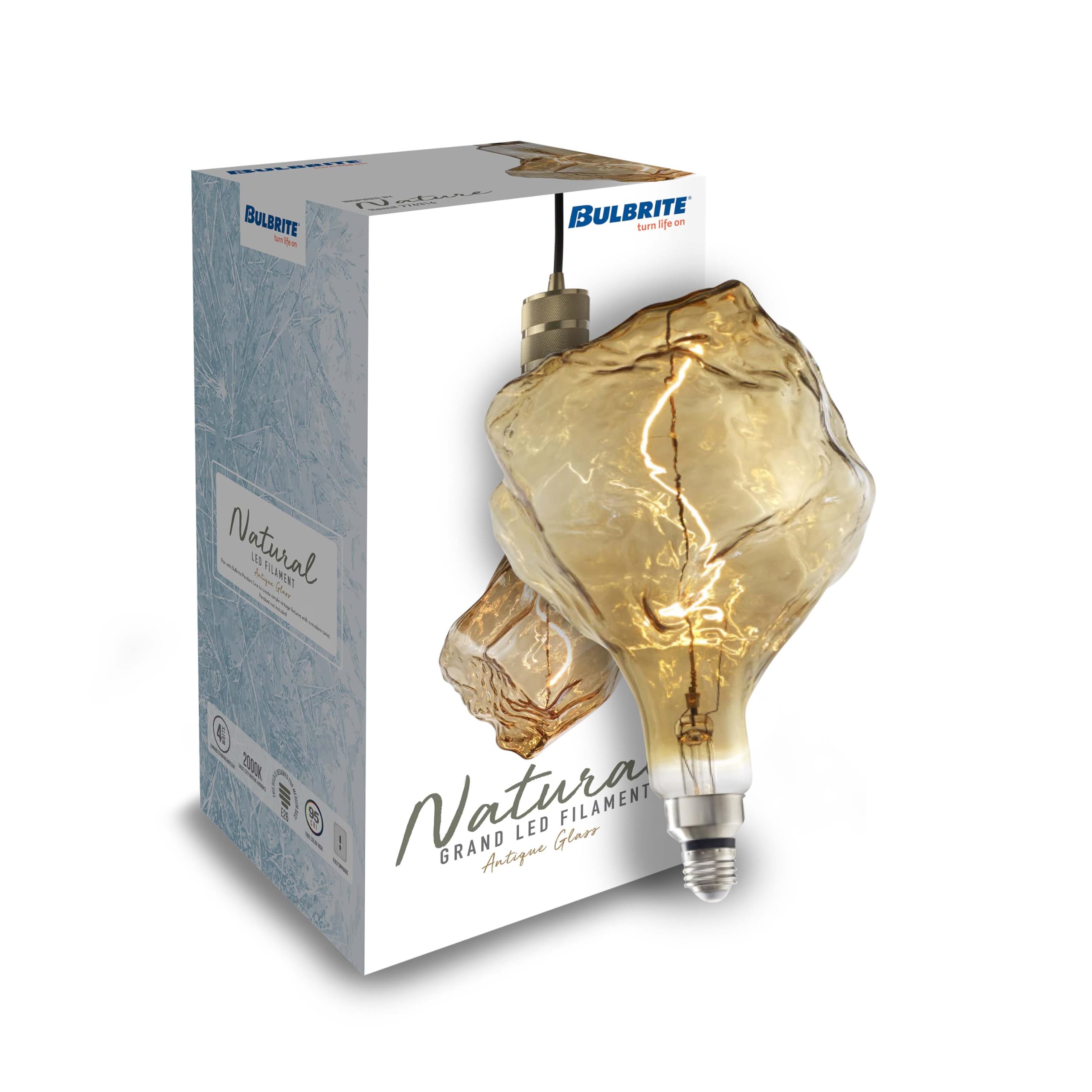 Bulbrite LED Grand Oversized Edison Bulb, 60W Equivalent, Antique Glass, Medium Base (E26), 2000K, Model 776316, 1 Count