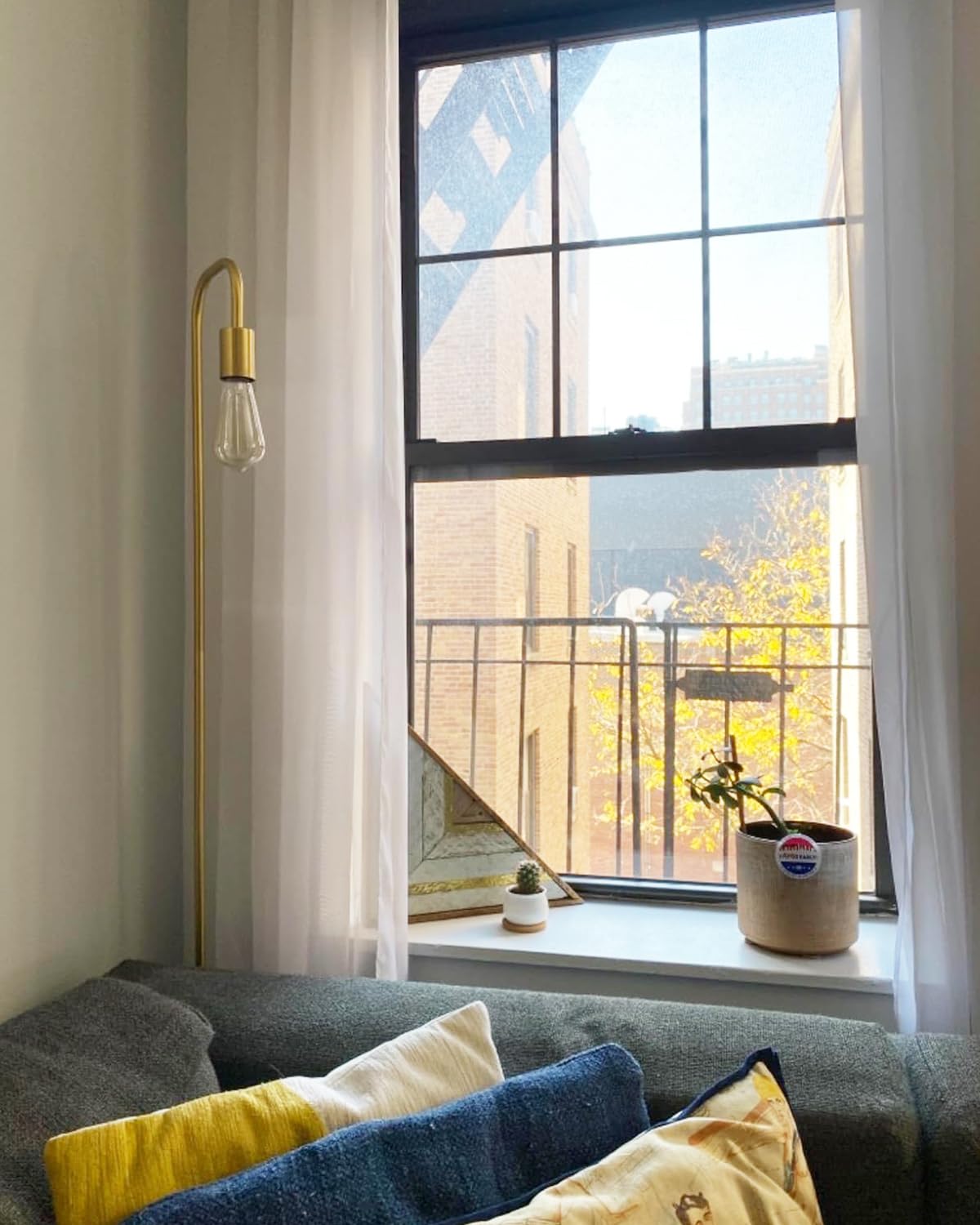 Oneach Industrial Floor Lamp - 63.75'' Antique Brass Gold, Minimalist Design for Living Room, Bedroom, Office - Model AMZ-F2016-GL