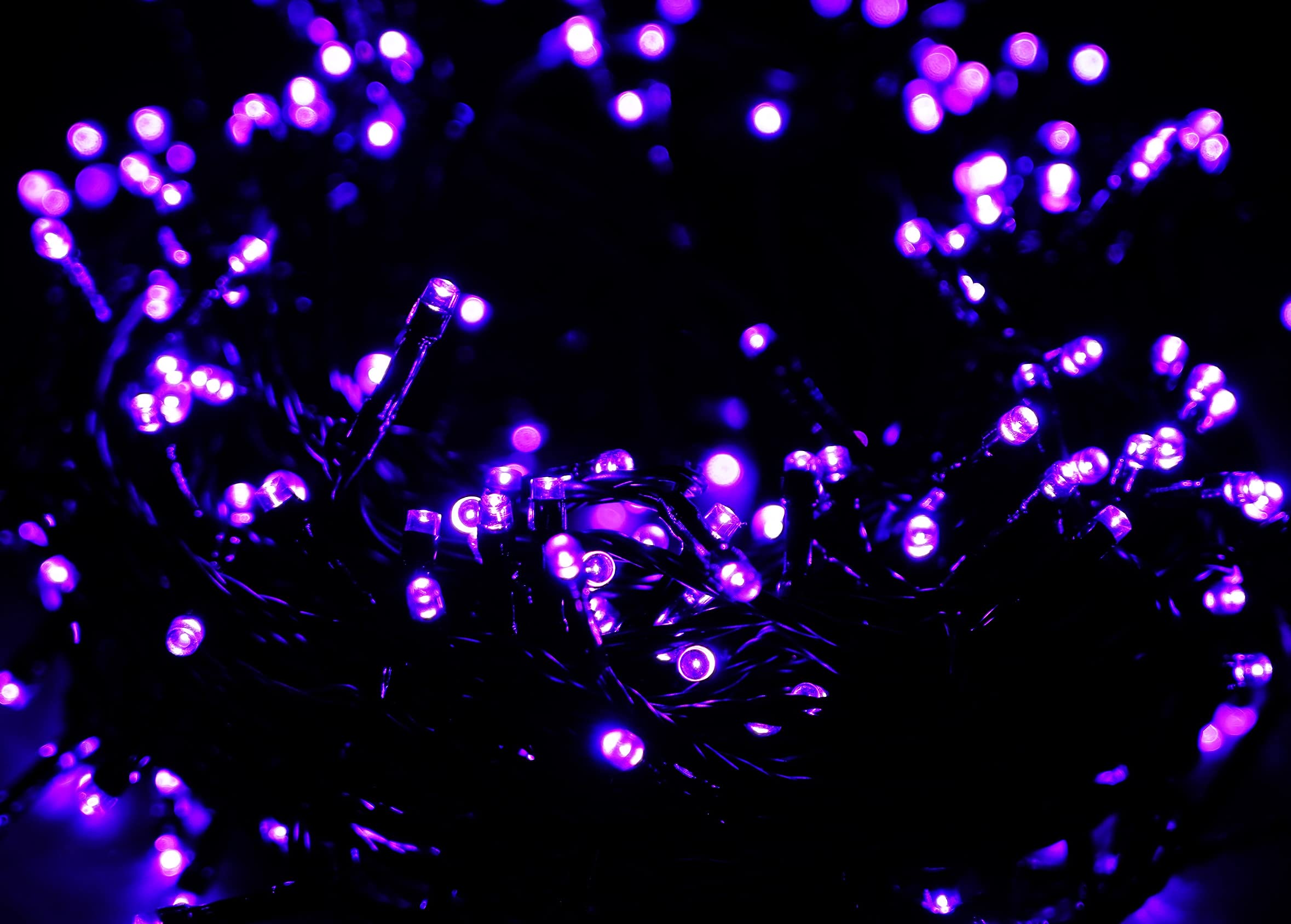 kemooie 300 LED Purple Halloween Fairy Lights, 99FT, Waterproof, 8 Lighting Modes, Plug-in for Outdoor Decor
