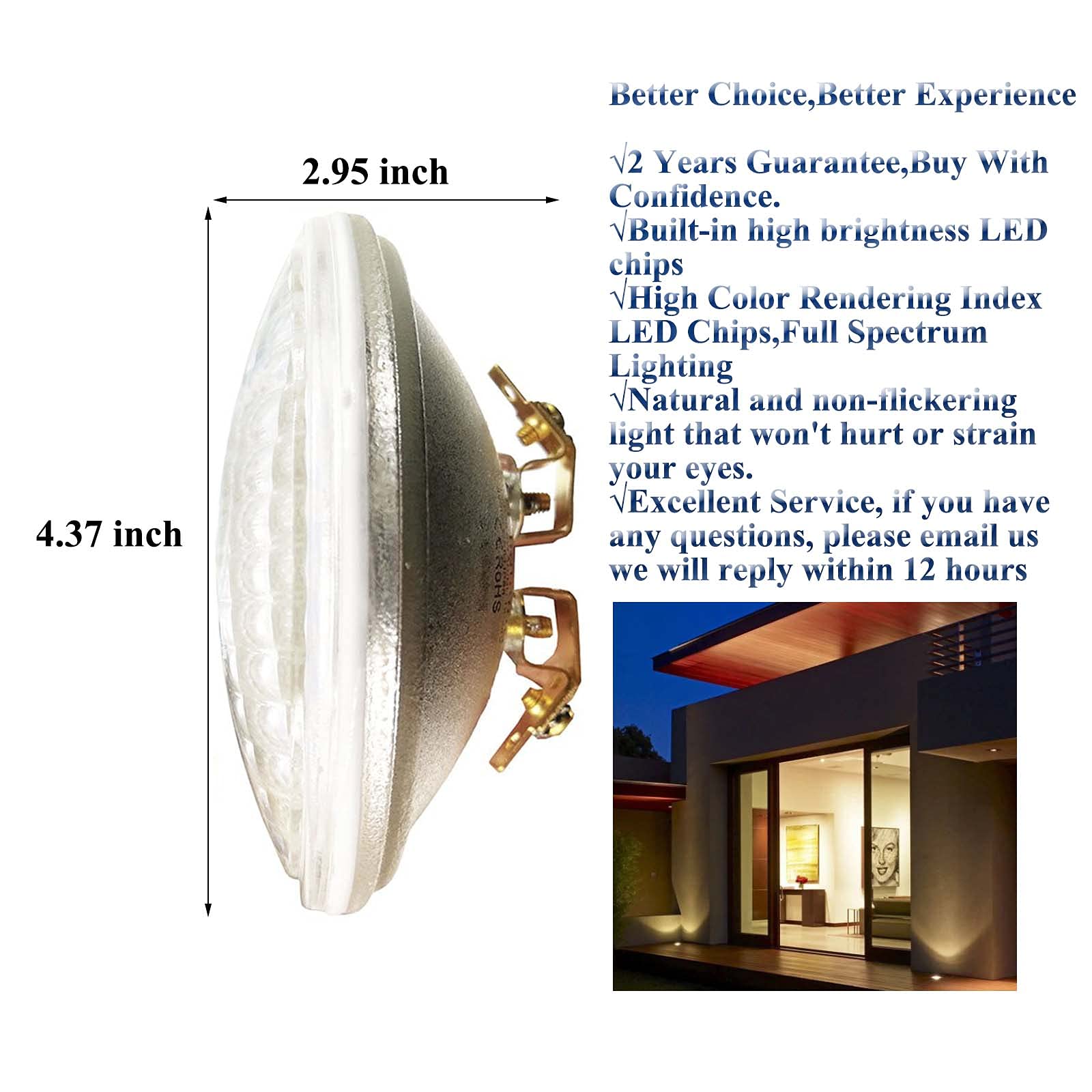Taysing LED PAR36 Bulb 12W Waterproof IP68 Flood Light Daylight White 2 Pack