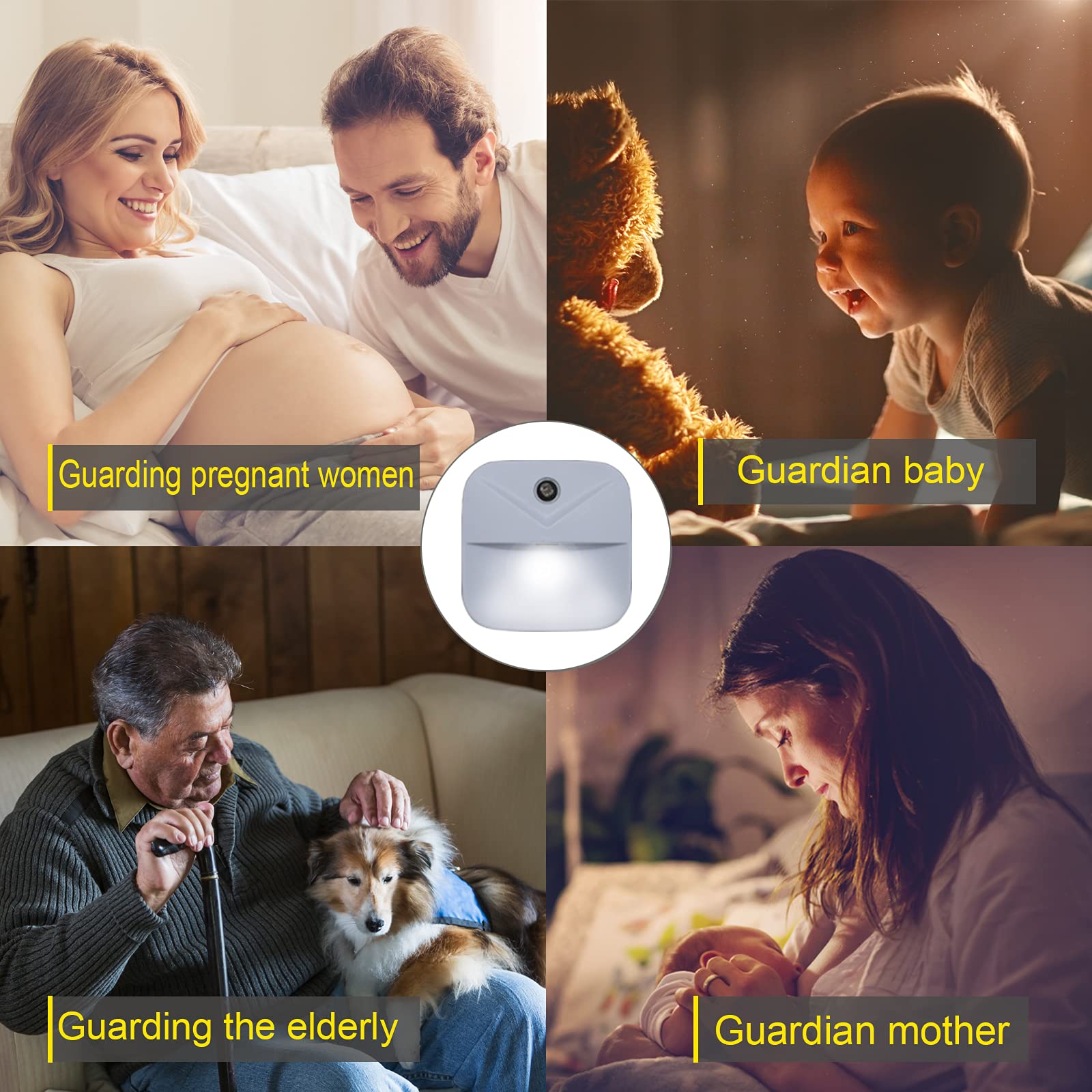 Yrwxzyo 6 Pack Night Light Plug In, White Led Nightlights With Smart Dusk To Dawn Sensor, Plug Into Wall Nightlights Suitable Fo