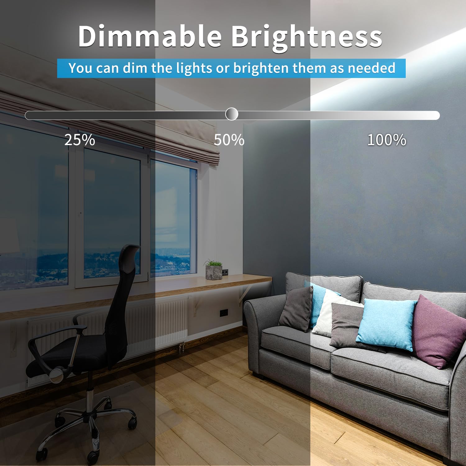 Yeewhale Cob Led Strip Lights 100Ft,6000K Dc 24V Dimmable White Flexible Led Rope Lights For Bedroom,With Remote And App Control Led Lights Strip For Living Room, Shelf, Cabinet