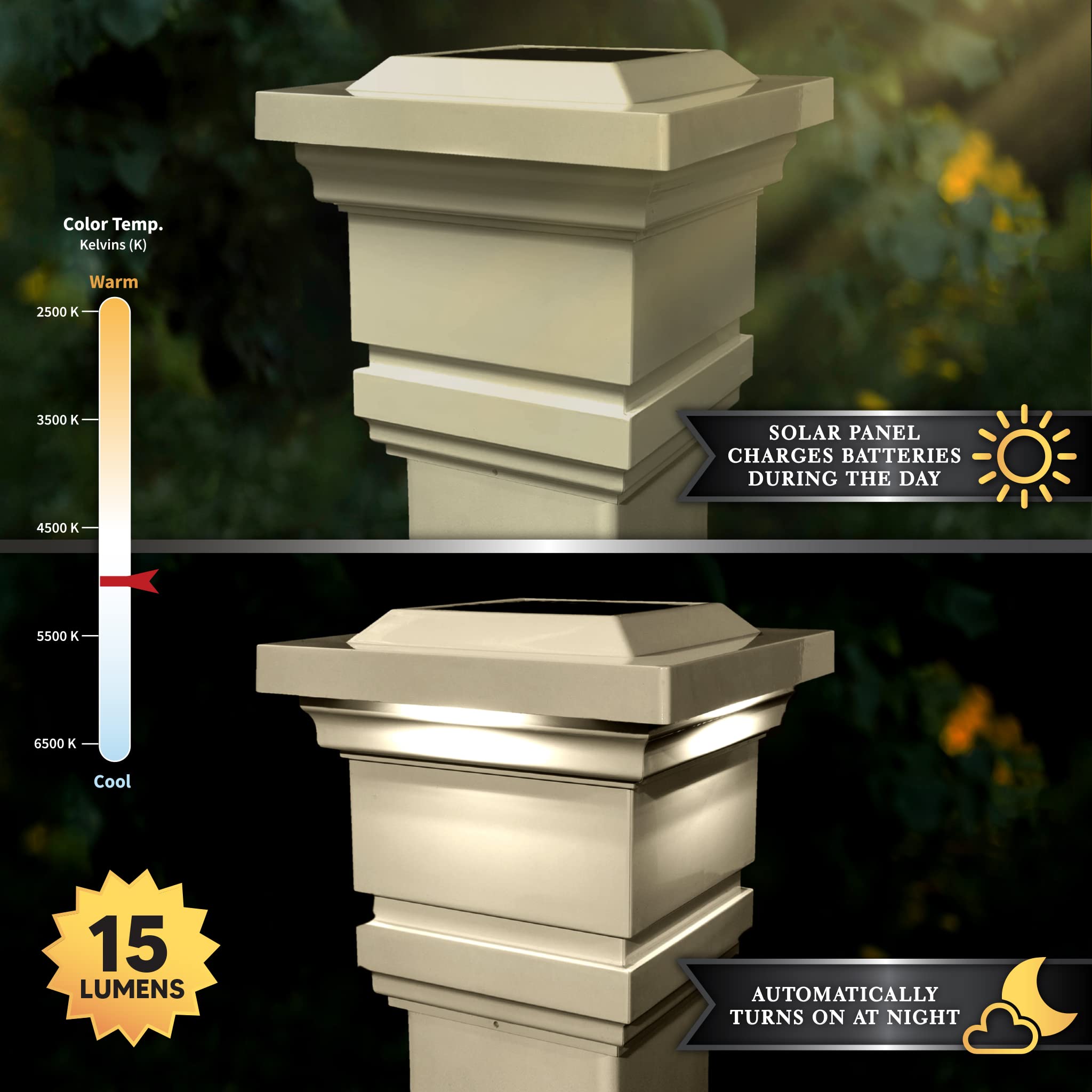 Classy Caps Sl074T Pvc Solar Post Cap, 4" X 4", Tan