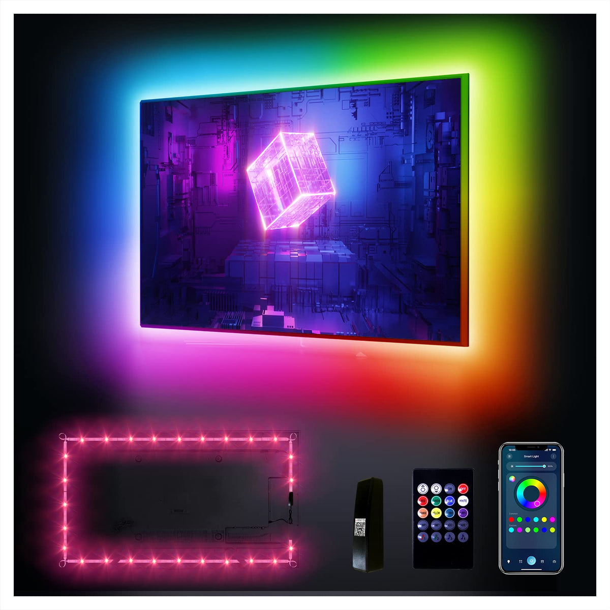 Daybetter Led Lights For Tv, Tv Led Backlight, 14.8Ft For 65-75In Tv, Usb Powered Tv Lights Kit, Led Strip Lights Music Sync Rem