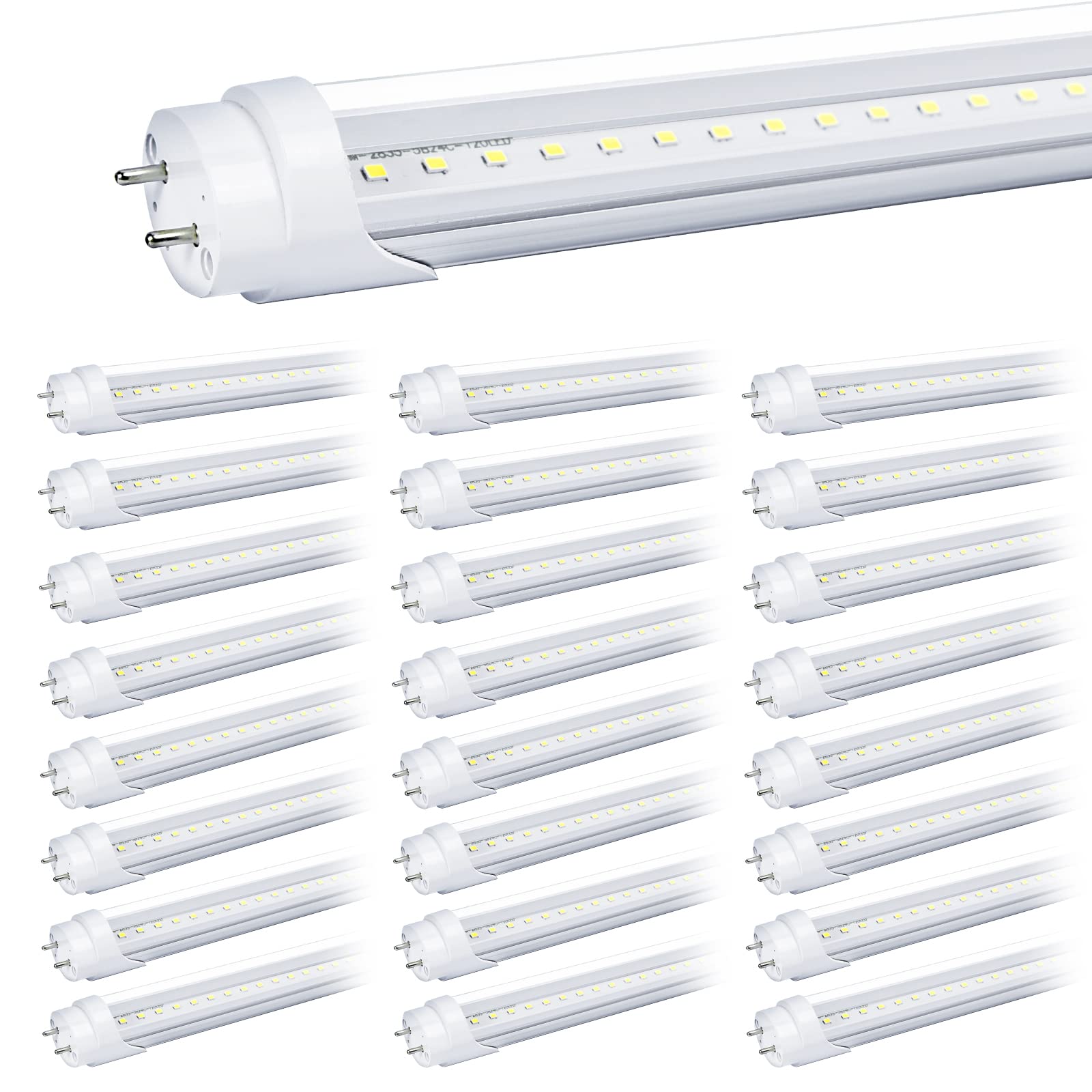 Ghiuop 25-Pack T8 Led Bulbs 4 Foot Tube Light, 4Ft Led Shop Garage Warehouse Light, 20W 5000K 2600Lm Daylight White, Fluorescent