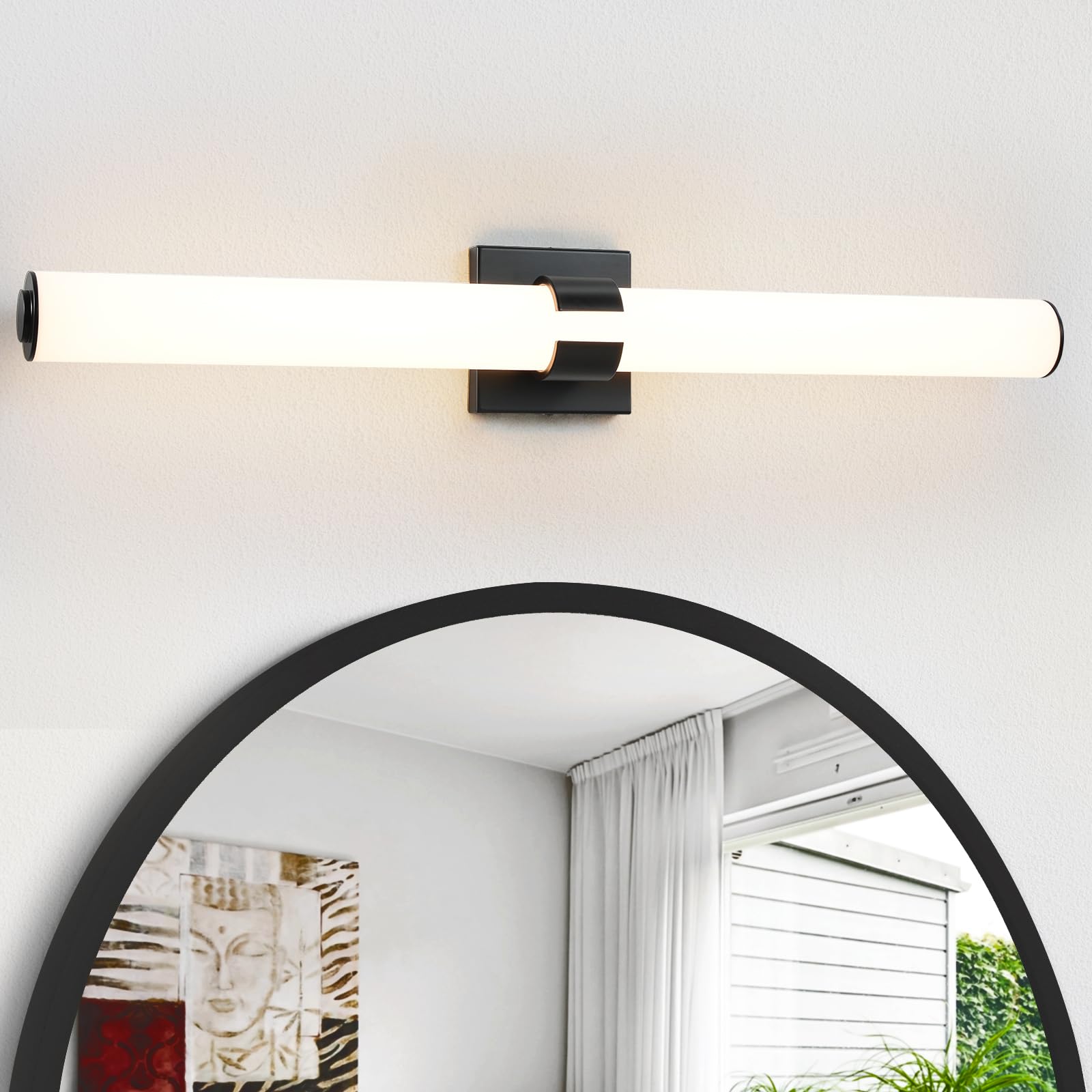 Aijiasi Black Bathroom Vanity Light Fixtures, 31 Inch Modern Bathroom Light Fixtures Over Mirror Sconce Lighting 36W 3000K Led Dimmable Vanity Light Bar For Mirror Bedroom Living Room