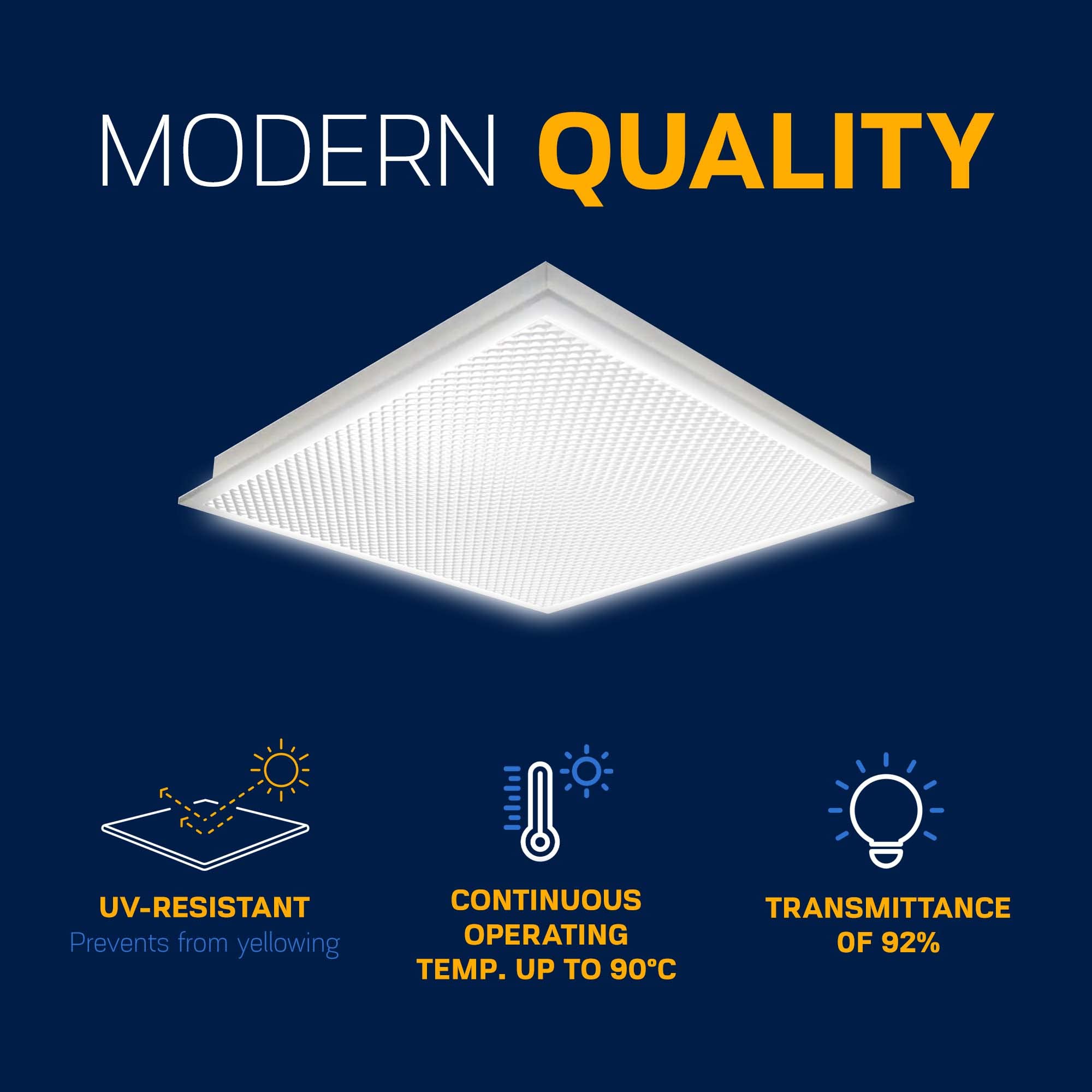 KastLite Fluorescent Light Covers, Acrylic Diffuser Panels, 22.5" x 22.5", Clear, Model KL-PLP100-2X2-4PK,