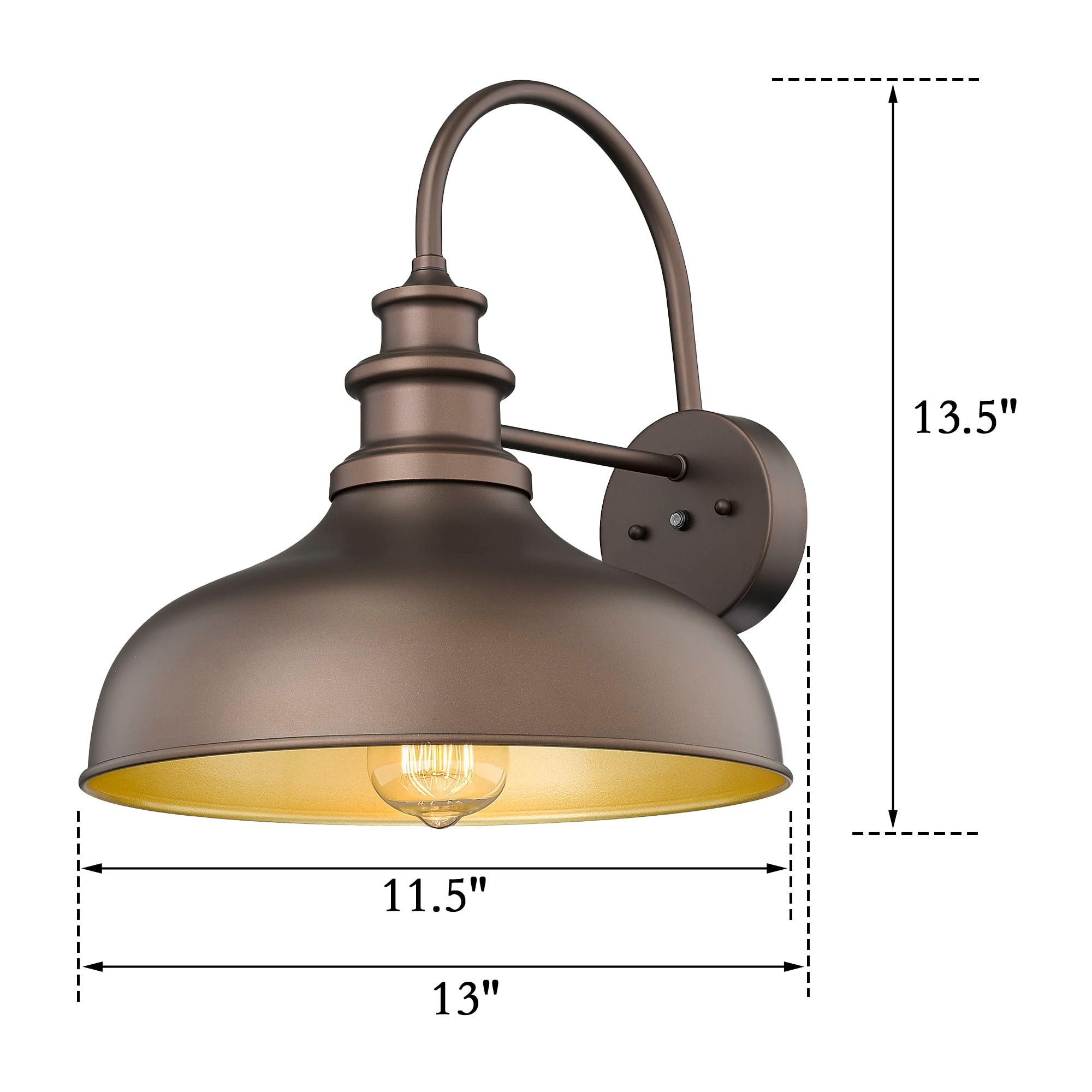 Bestshared Gooseneck Barn Light, Dusk to Dawn Sensor, Metal, Orb+Gold, 4 Pack, Model BSDDV260-NE