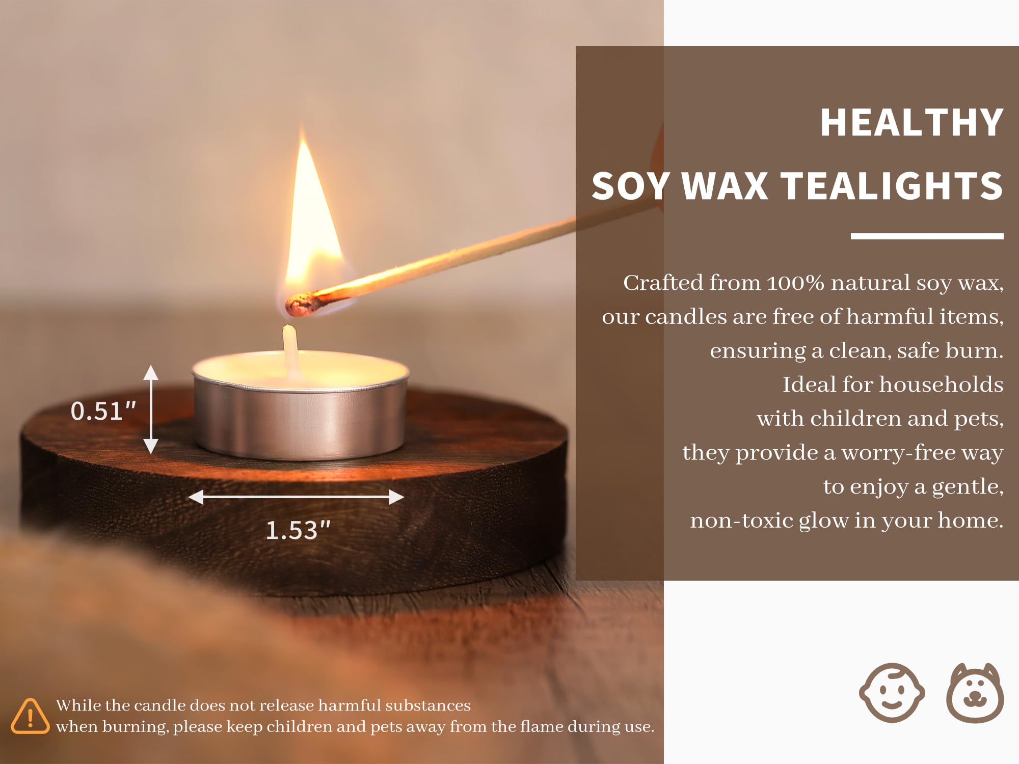 Soy Tealight Candles | 50 Pack | 4 Hours - 100% Natural Soy Wax Tea Candles | Paraffin-Free, Unscented Tealights Small Candles i