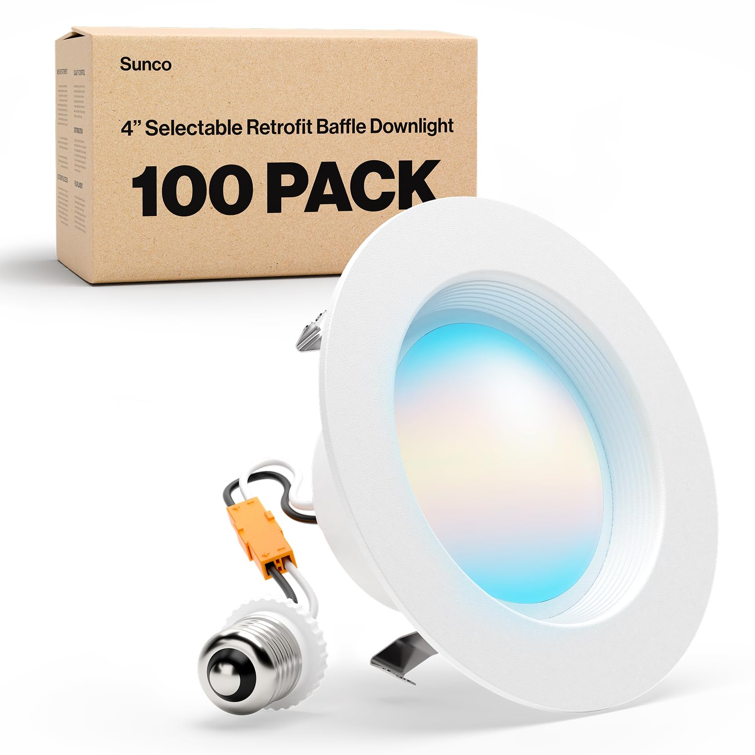 Sunco 100 Pack 4 Inch LED Recessed Lights, Retrofit Lighting LED Can Lights Downlight, 660LM, 2700K/3000K/3500K/4000K/5000K, Dim