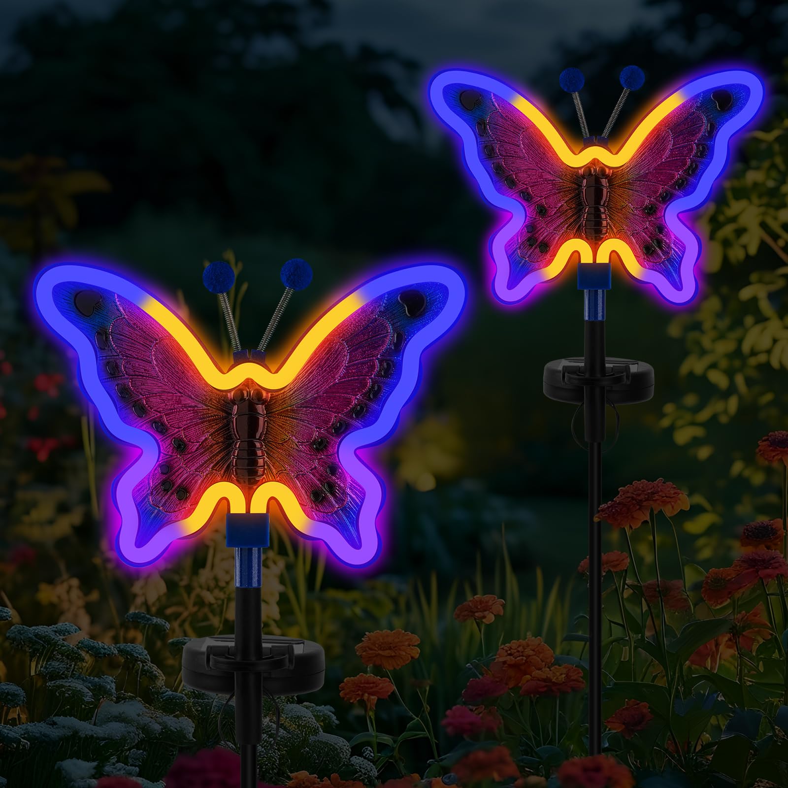 Solar Butterfly Lights, Butterfly Garden Solar Lights,Solar Lights Outdoor Decoration,Waterproof neon Outdoor lamp, Yard Patio P
