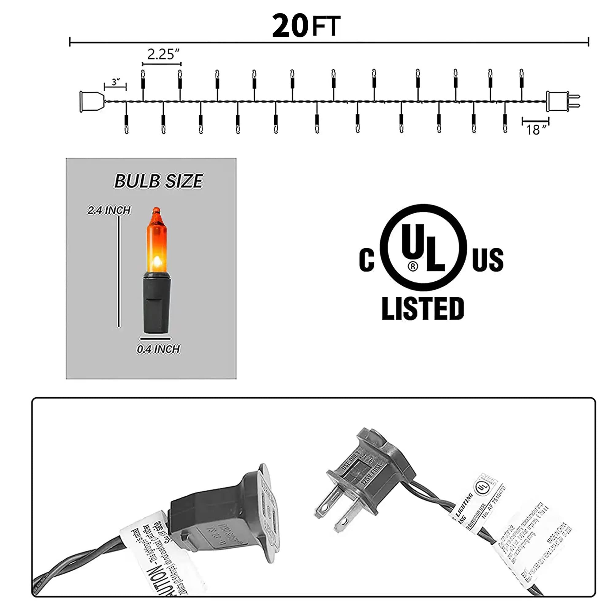Dazzle Bright Halloween String Lights, 40FT, 200 Count, Waterproof, Purple and Orange, Model ZF-100-2/SB