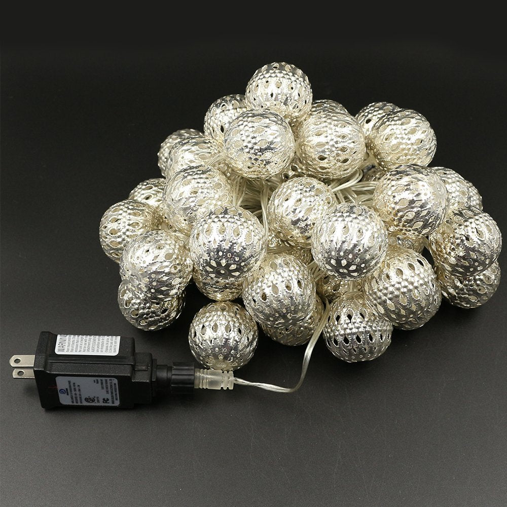 TORCHSTAR 10ft LED Christmas String Lights - Battery Operated, 20 Hollow Balls, White, 2 Work Modes, Holiday Decorative Lighting