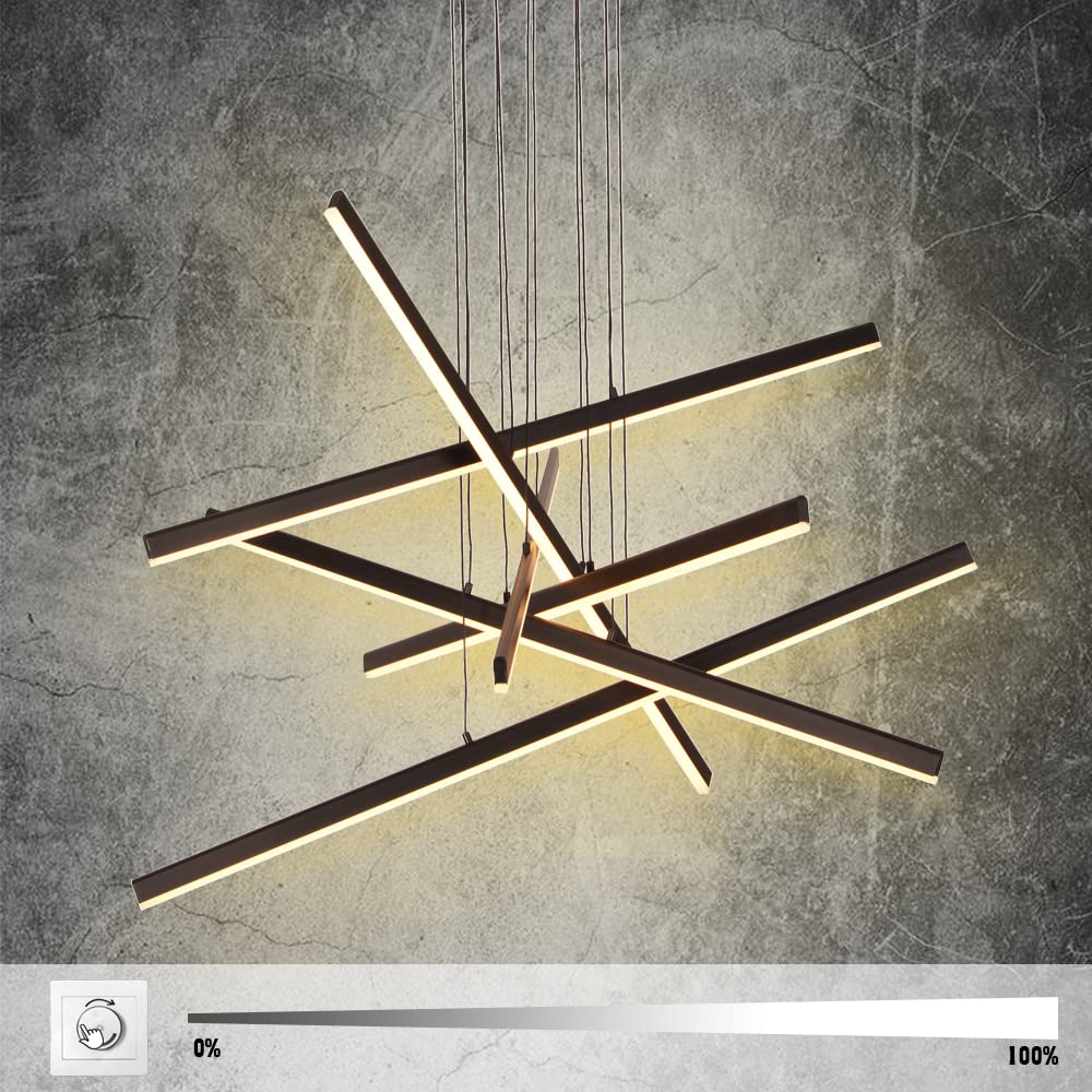 Artop 6-Light Dimmable Modern Led Chandelier - Adjustable Black Pendant Light For Kitchen & Dining