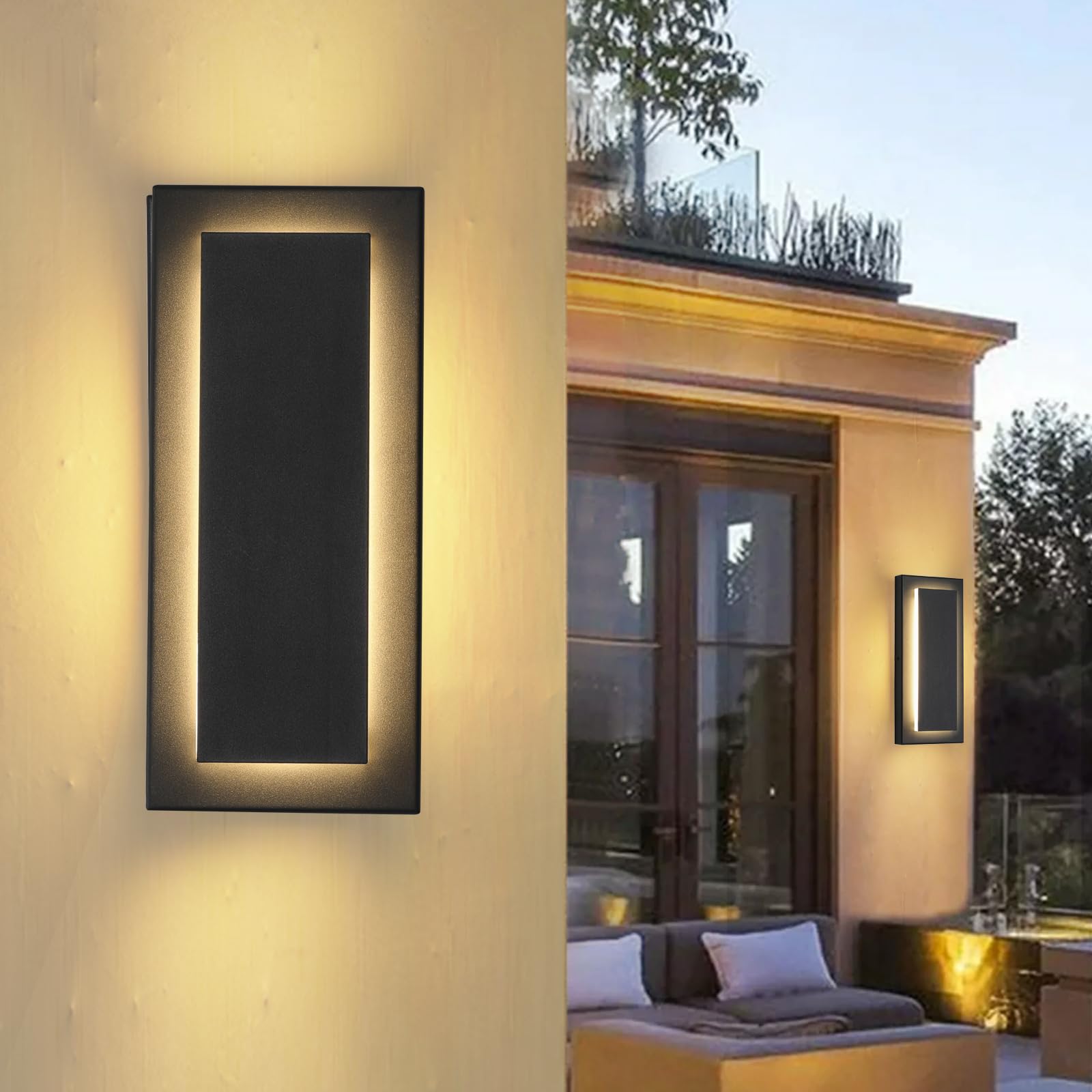 ZSMAIKU Outdoor Wall Lights, Black Iron Sconces, 11.8" Waterproof, 3000K Warm White, Modern Design, 360° Beam Angle, 1 Pack