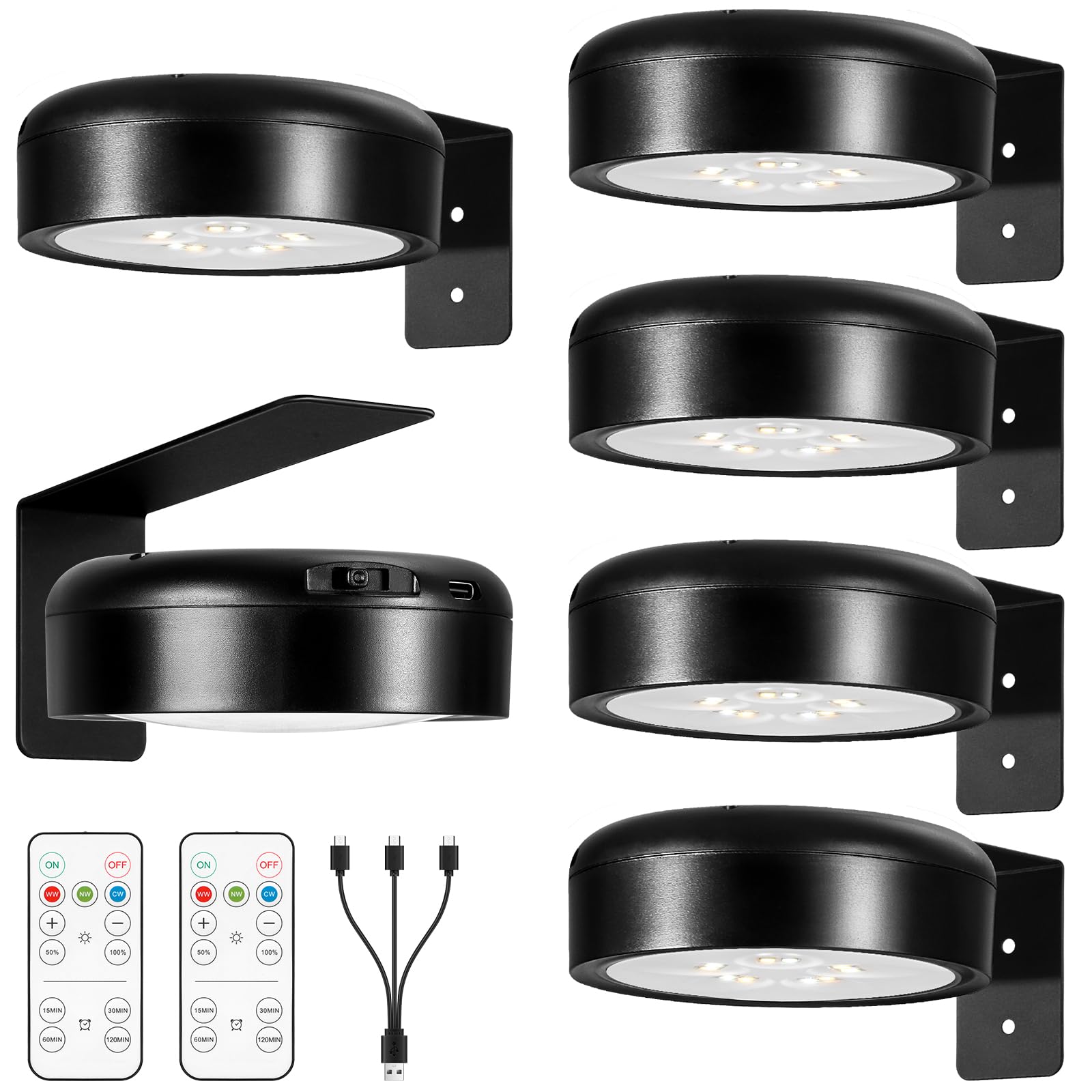 Arixinks Wireless Picture Light, Rechargeable, 3 Lighting Colors, Dimmable, Black 6Pack, Model EK