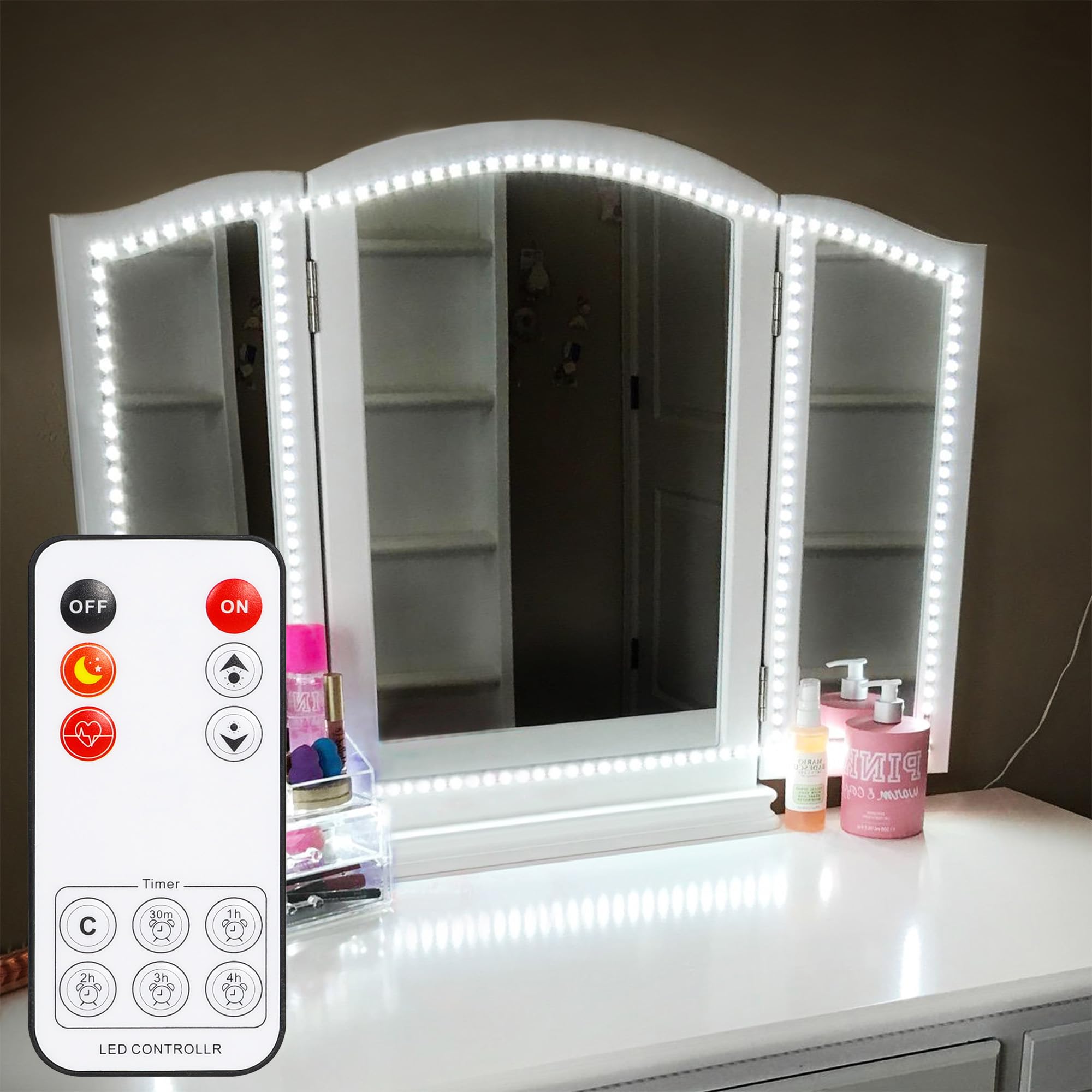ViLSOM LED Vanity Mirror Lights Kit, 13ft/4M, 240 LEDs with Dimmer, White, PCB & LED Material