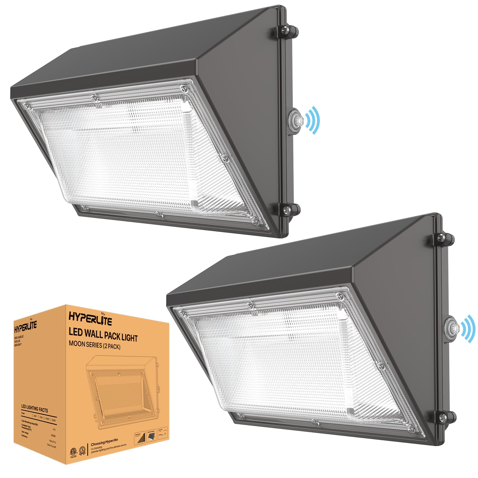 Hyperlite Led Wall Pack Light 50W 2Packs With Dusk-To-Dawn Photocell, 5000K Wall Pack Lights Outdoor Led, Ideal Led Wall Pack Fo
