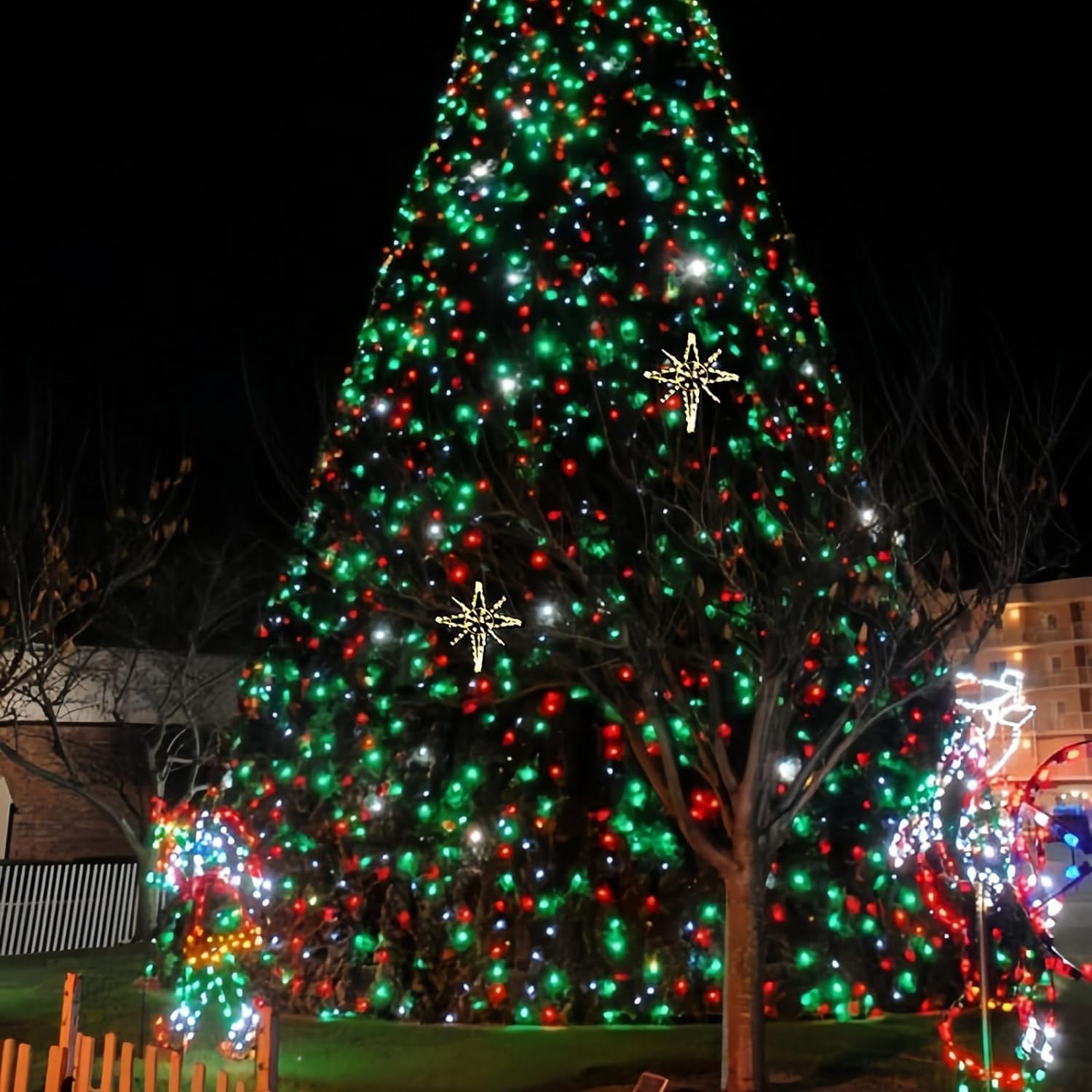 75.8 Ft 200 Led Red And Green Christmas Lights Indoor Outdoor, Timer & Memory Function & 8 Modes, Extendable Green Wire, Waterpr