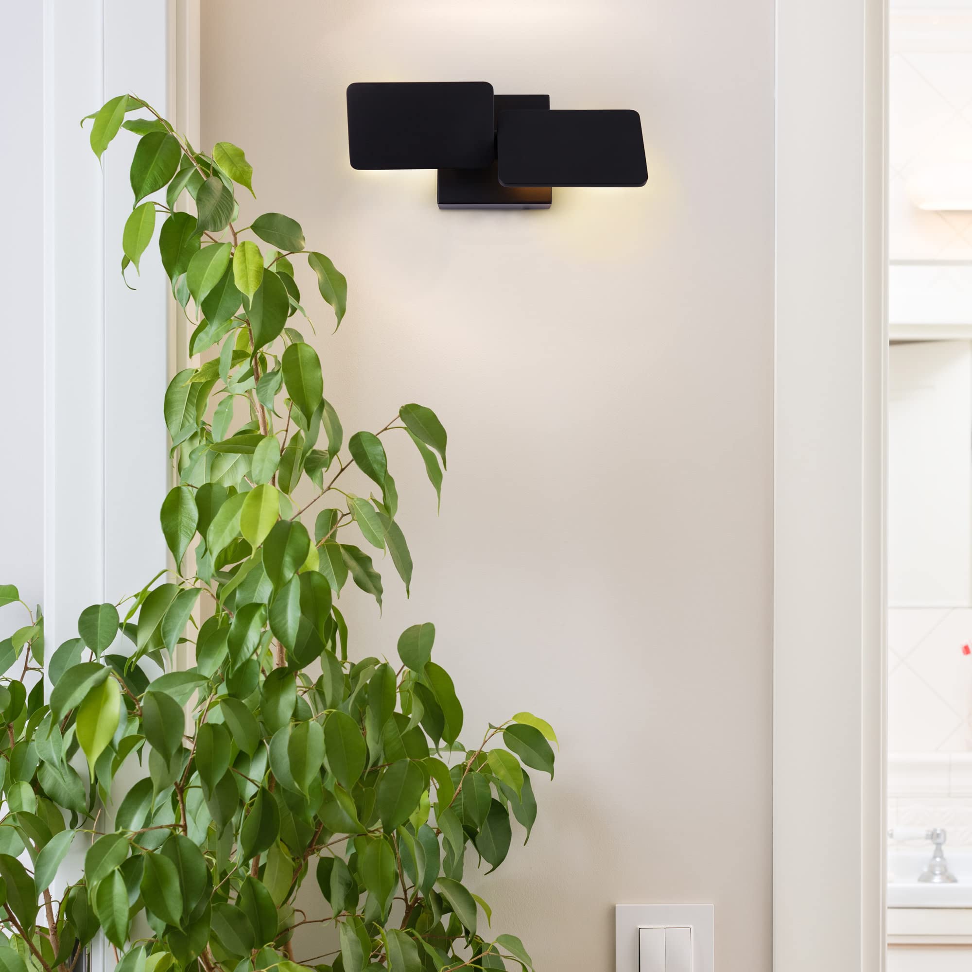Vonn Eclipse 12" Black Led Wall Sconce Light Fixture, Rotative Design, Aluminum