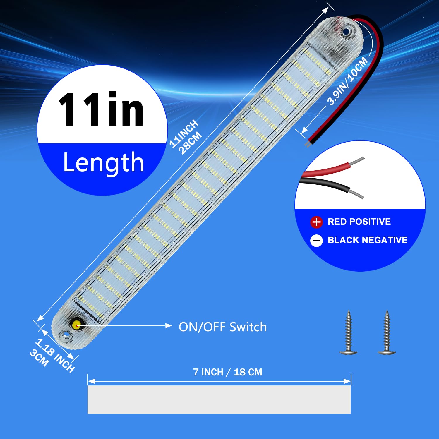 GZ5CG 12V LED Interior Light Bar, 72 LEDs, 11 Inch, White, Aluminum, 8 Packs, Model CE0061 for Trailers, RVs, Vans,