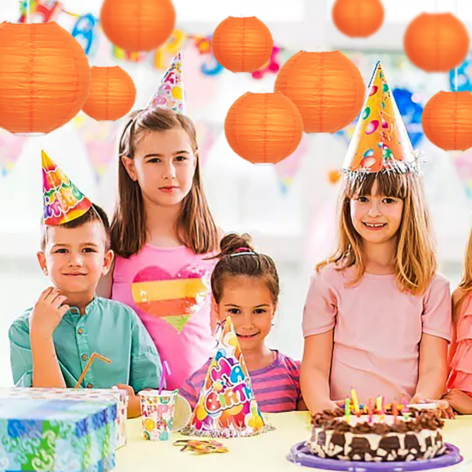 Orange Paper Lanterns 12 Pcs Assorted Size Of 6'' 8'' 10'' 12'' Chinese Round Paper Hanging Decorations Lanterns Lamps For Home