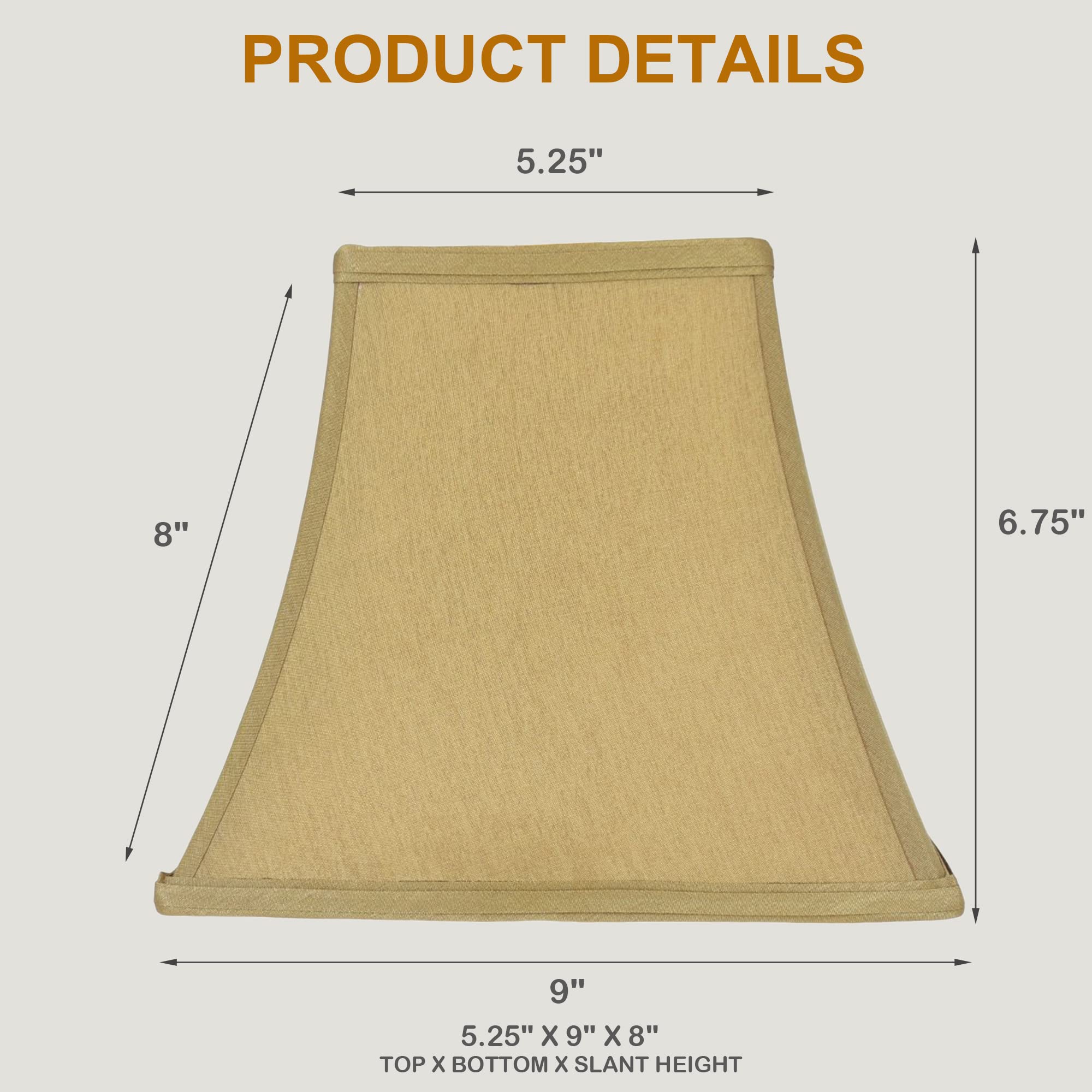 Urbanest Softback Bell Lampshade, Gold Faux Silk, 5.25x9x8in Spider-Washer Fitter