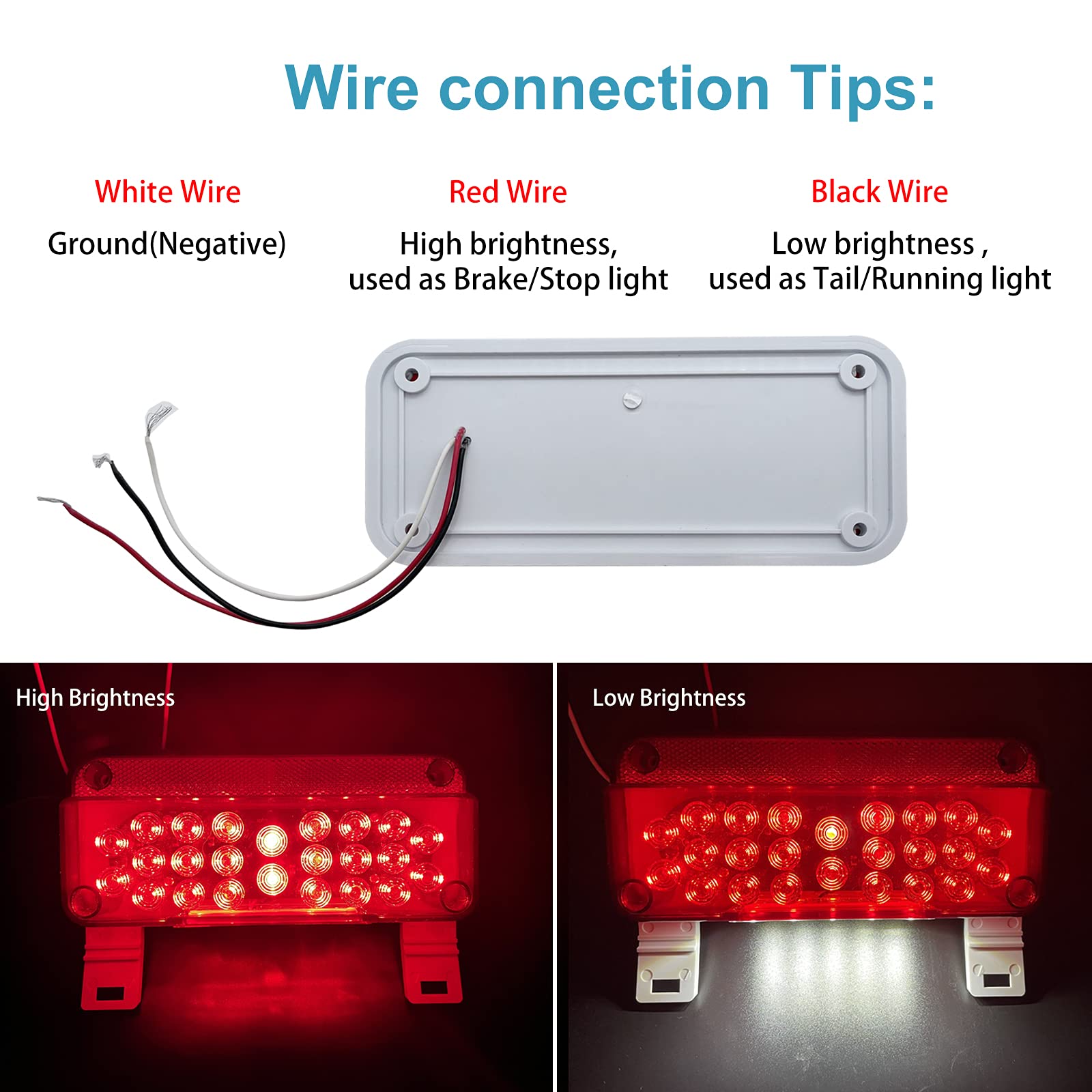 Vinauo Led Trailer Lights - Rv Brake & Tail Lights With Red Reflex, Stop, Turn Signals
