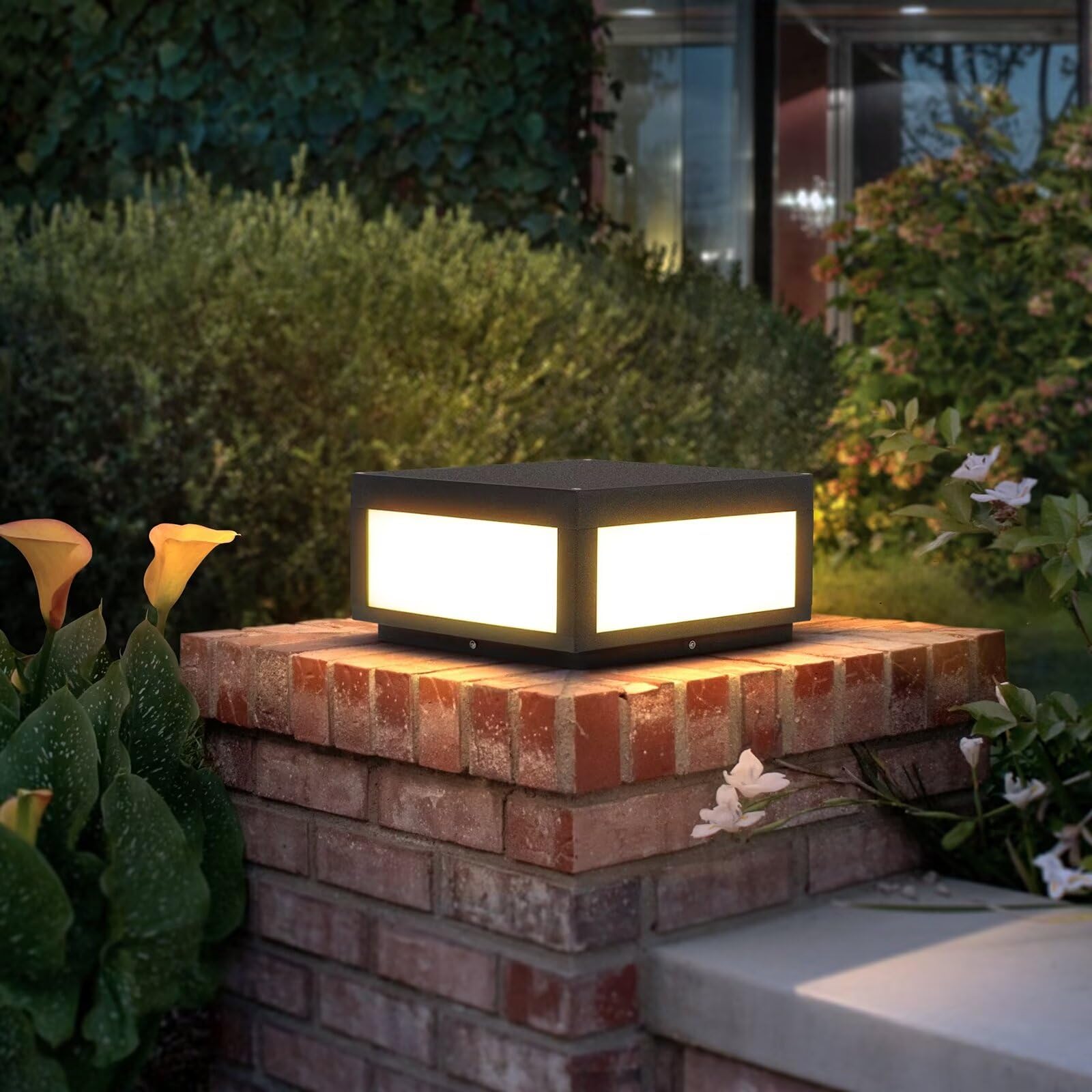 Mvbt Led Outdoor Post Light - Gray Aluminum Deck Cap Lantern For Patio & Garden, Ip65 Waterproof