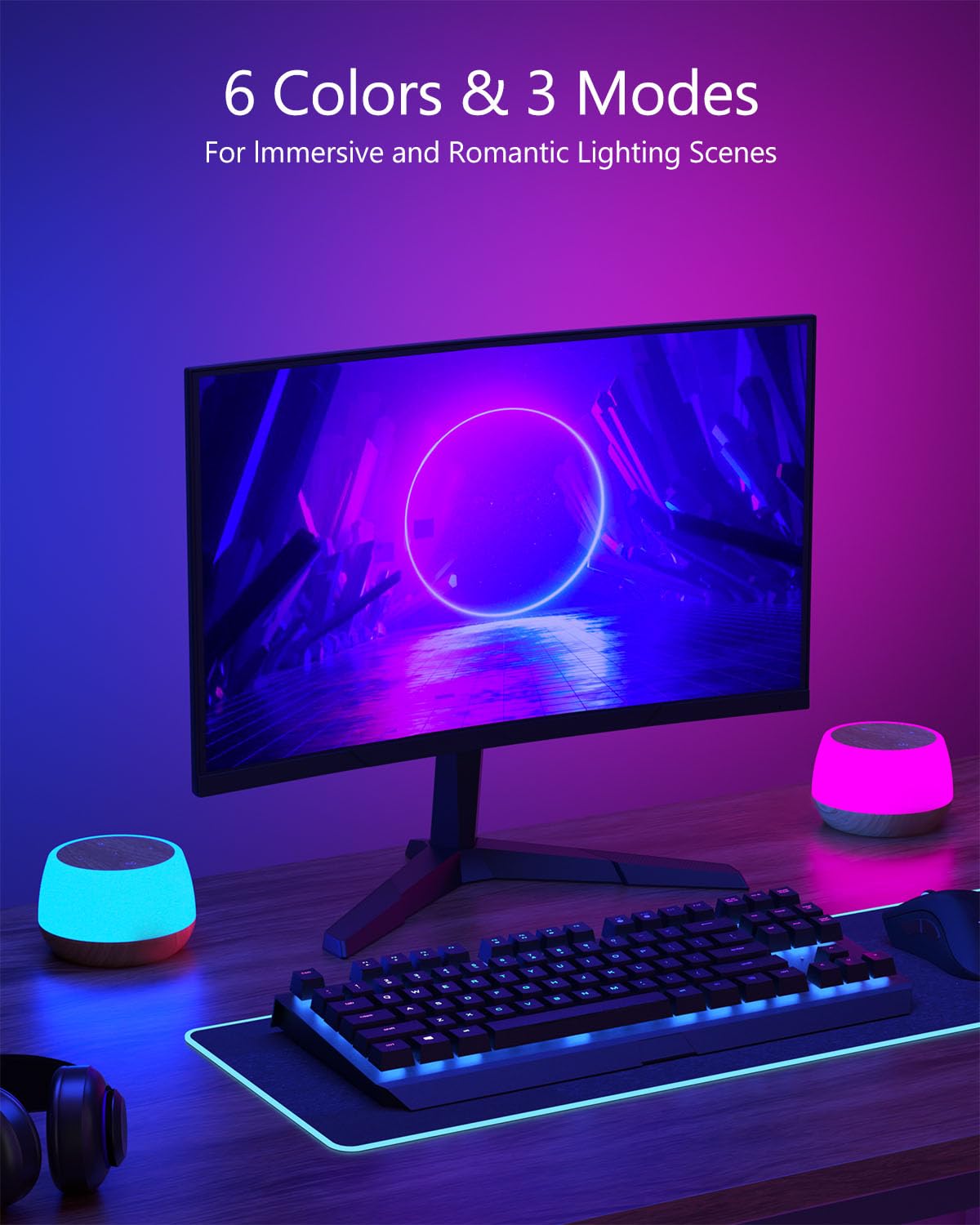 Bonsery Night Light For Baby Nursery Set Of 2, Usb Rechargeable Bedside Lamp Stepless Dimmable, 3 Modes & 9 Colors Changing, Por