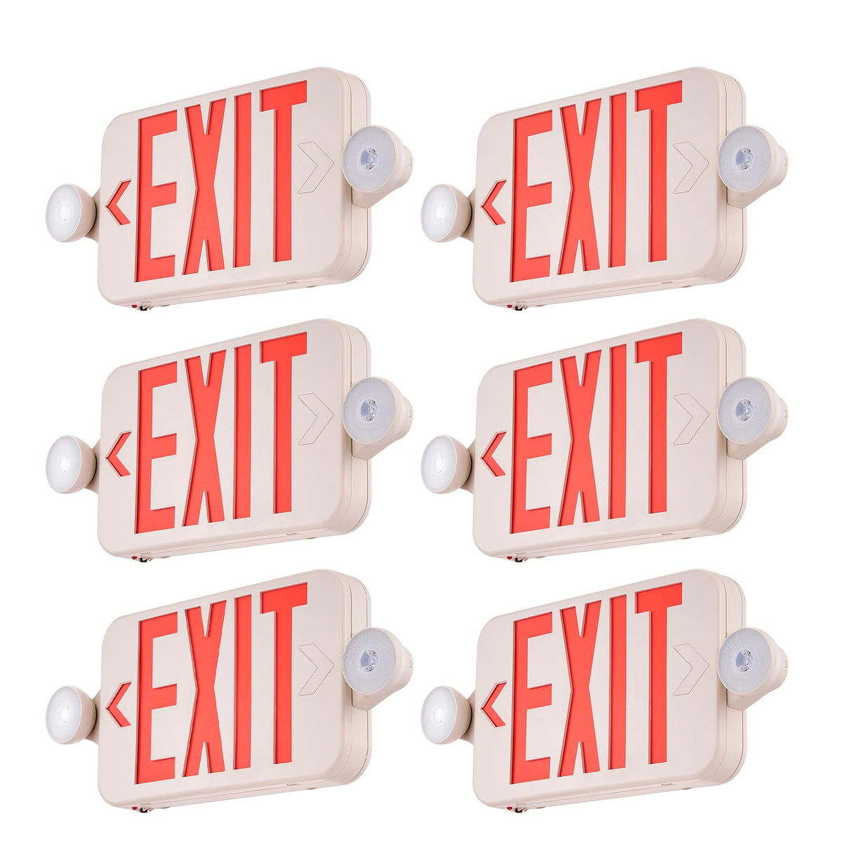 VEVOR LED Exit Sign with Emergency Lights, Two LED Adjustable Heads Emergency Exit Light with Battery Backup, Combo Red Letter Fire Exit Lighting, Commercial Exit Signs